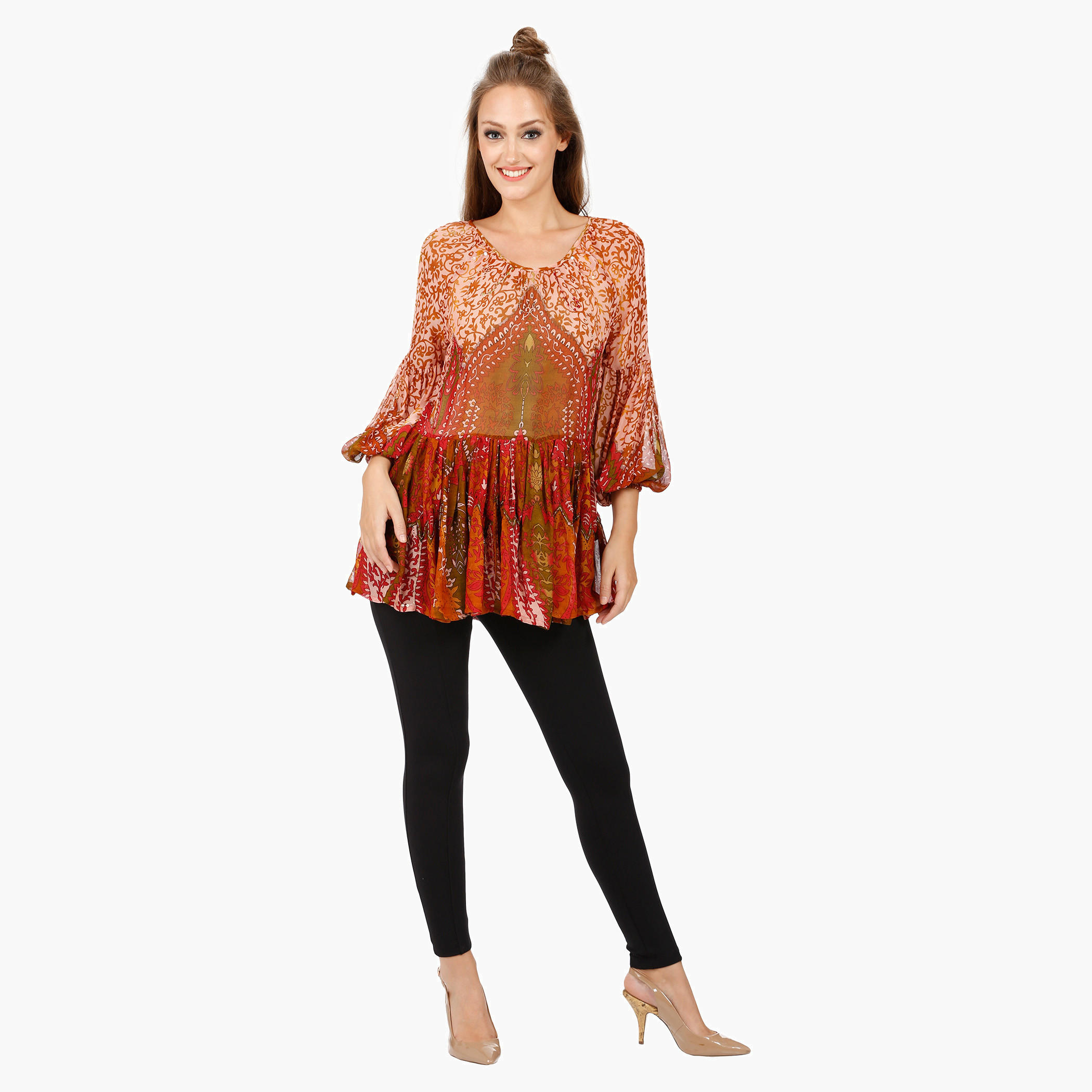 Printed Blouse with Scoop Neck and Long Sleeves-women-clothing-shirtsandblouses-blouses-image-5