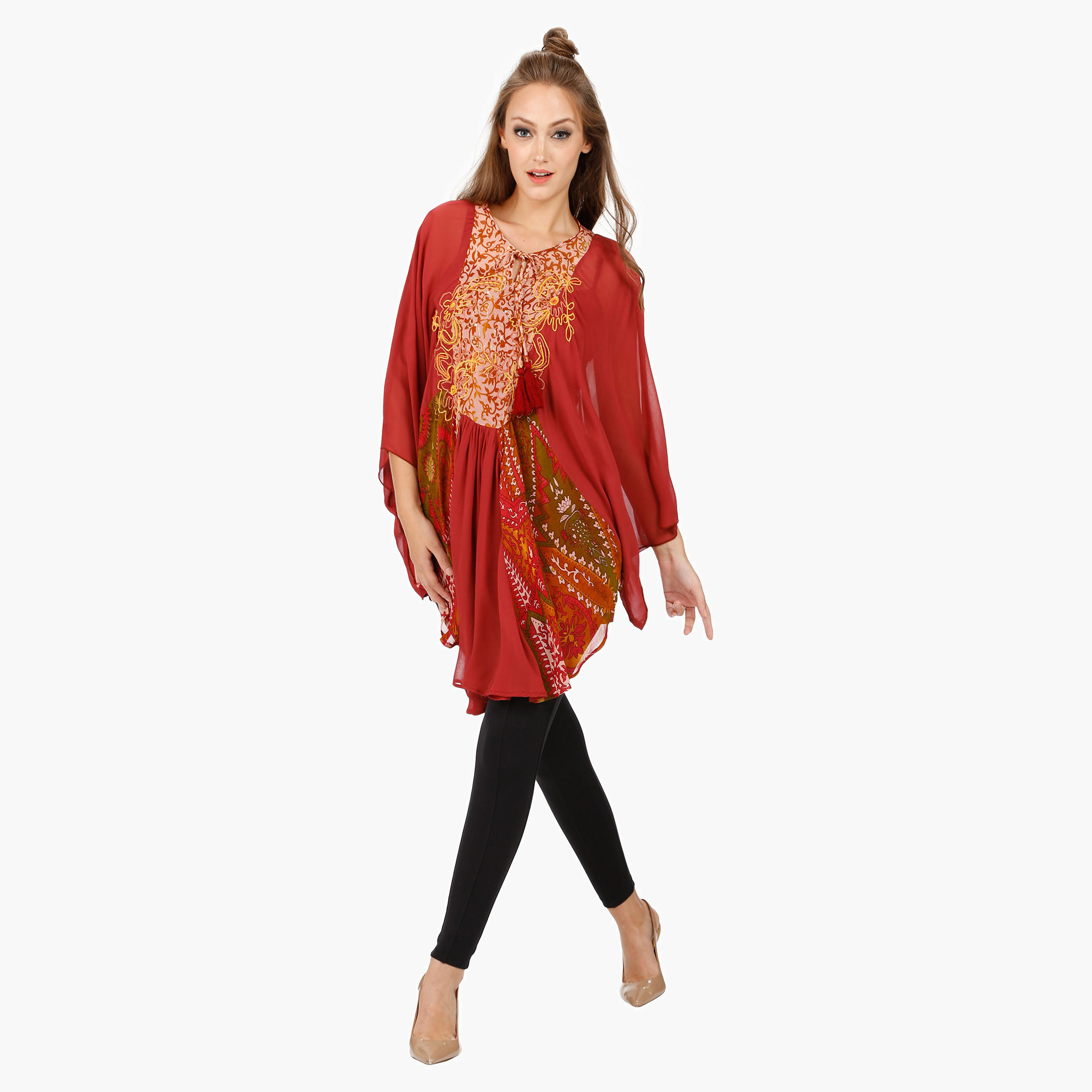 Printed Tunic with Scoop Neck and Long Sleeves-women-clothing-shirtsandblouses-blouses-image-5