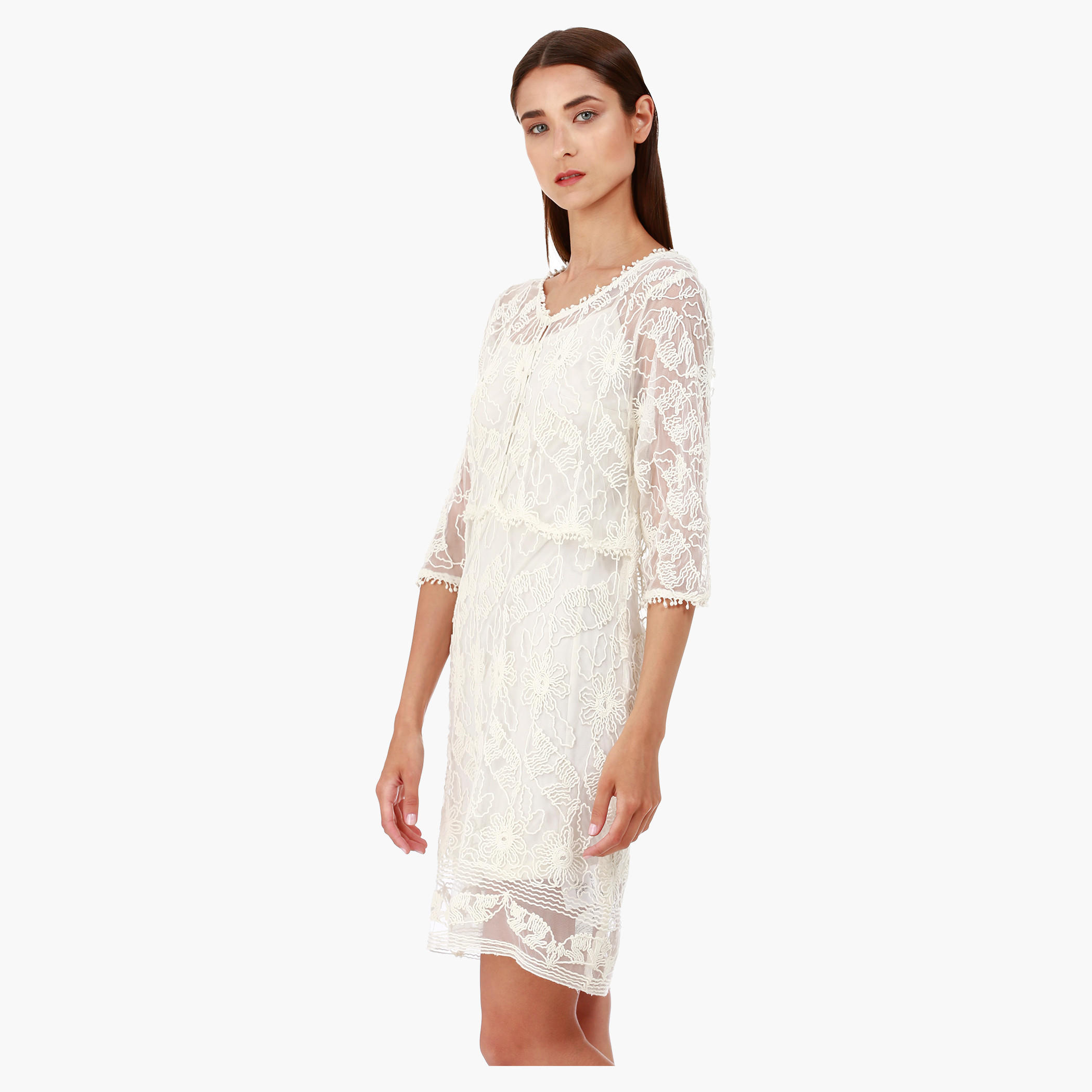 Lace Tunic Dress with Scoop Neck in Regular Fit-women-clothing-dresses-image-3