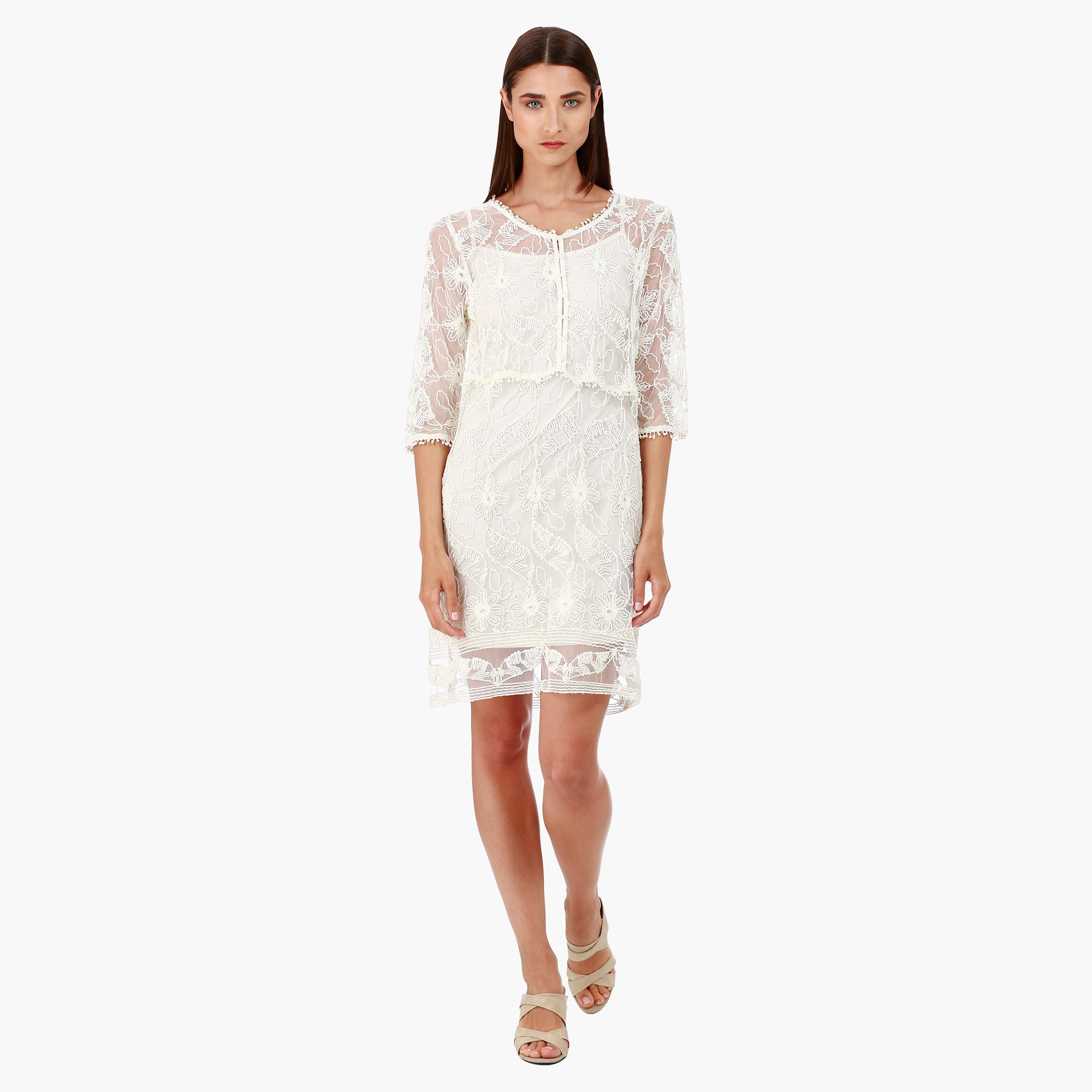 Lace Tunic Dress with Scoop Neck in Regular Fit-women-clothing-dresses-image-5