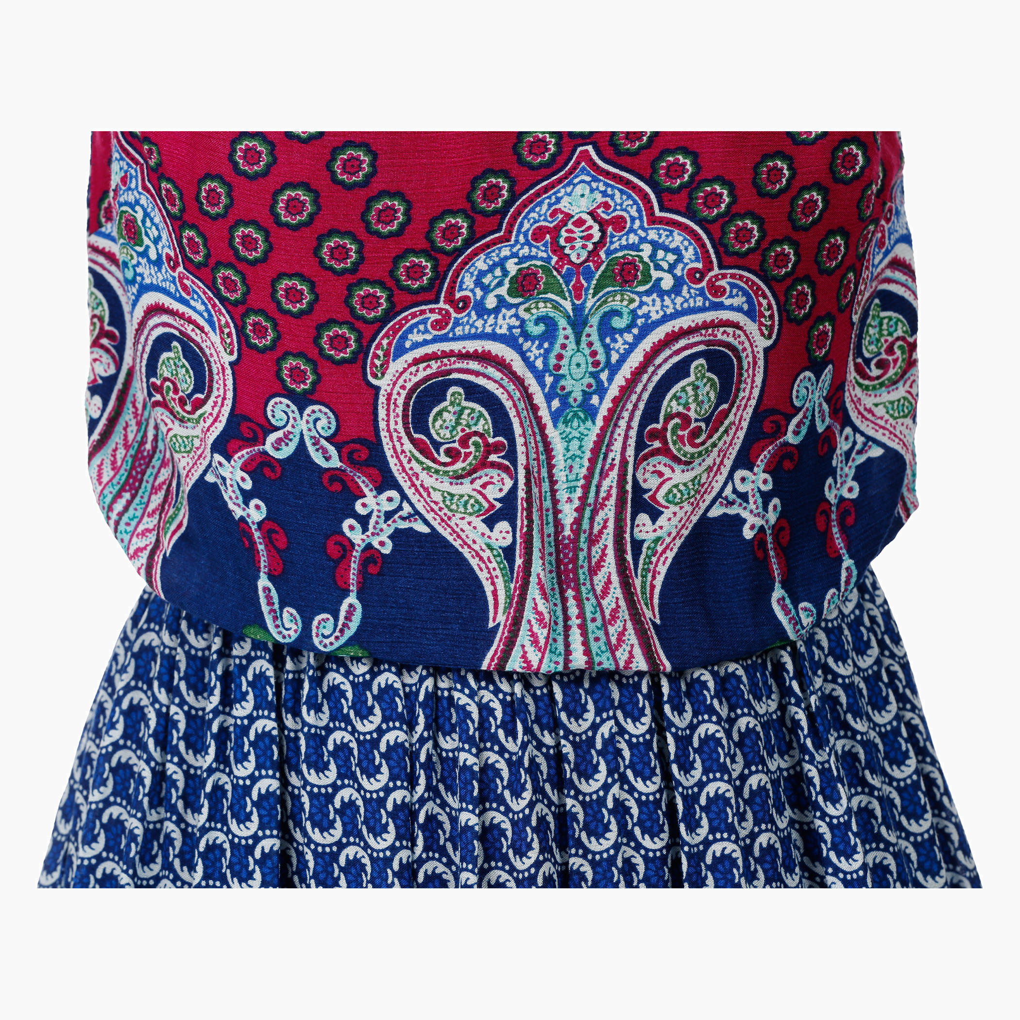Sleeveless Dress with Boat Neck and Paisley Border print-women-clothing-dresses-image-4
