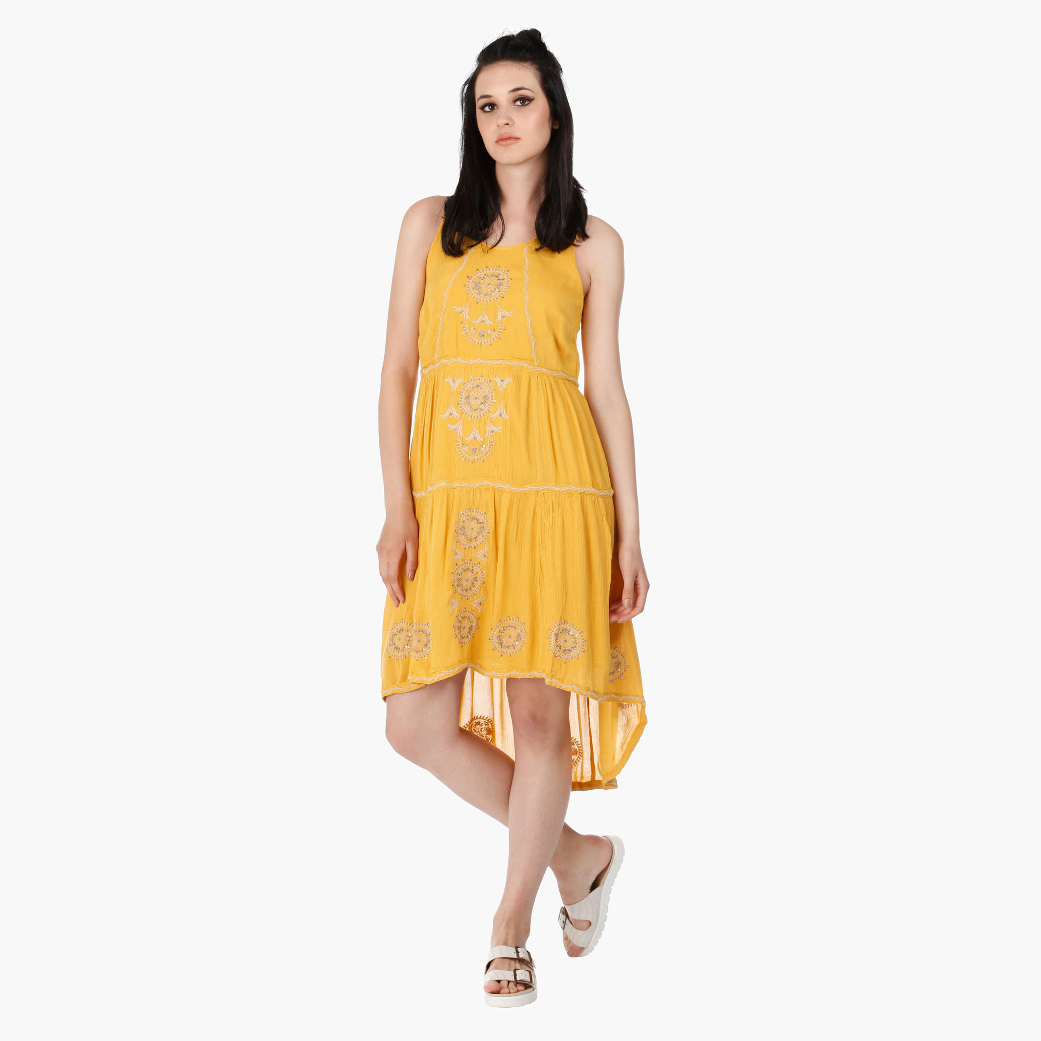Sleeveless Rayon Dress with Embroidery and Scoop Neck in Regular Fit-women-clothing-dresses-image-1