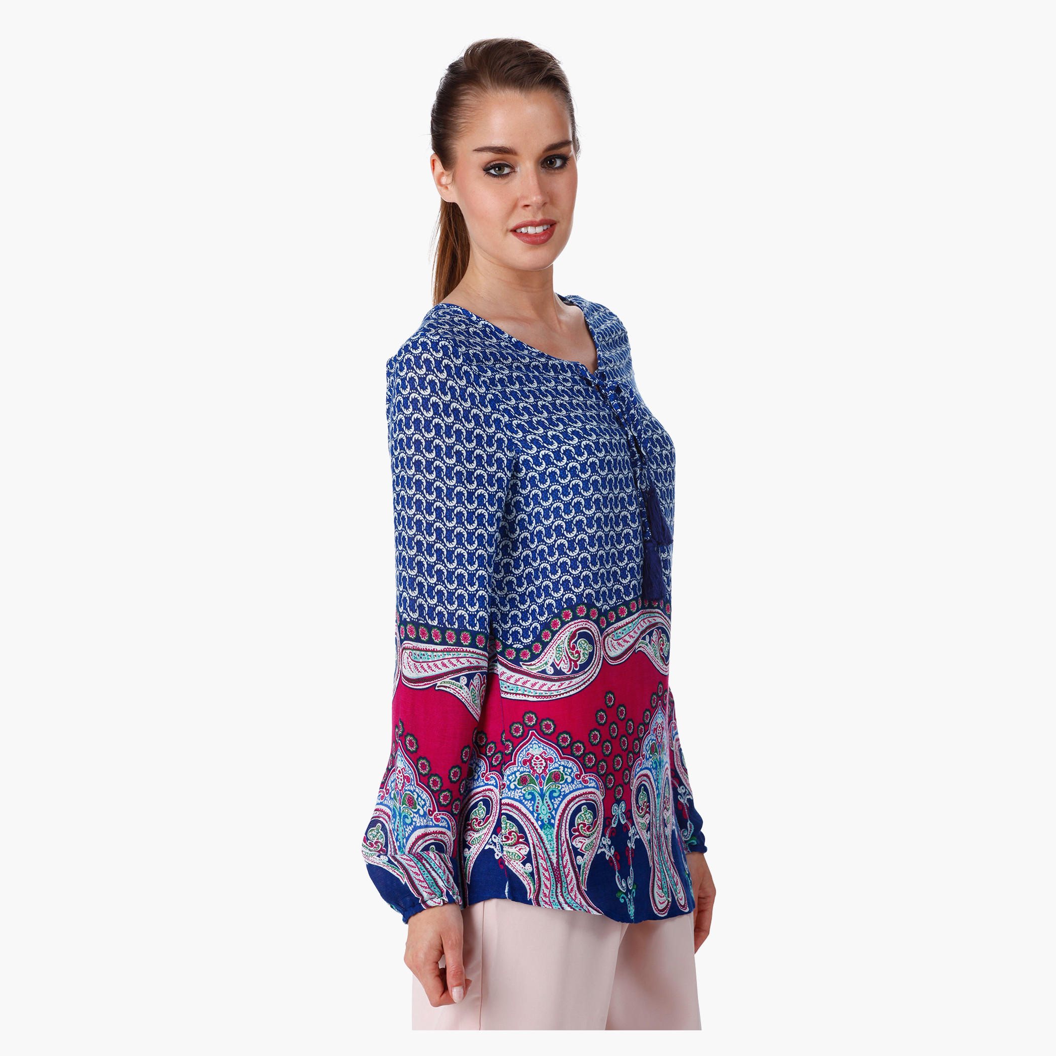 Paisley Print Top with Long Sleeves-women-clothing-shirtsandblouses-blouses-image-3