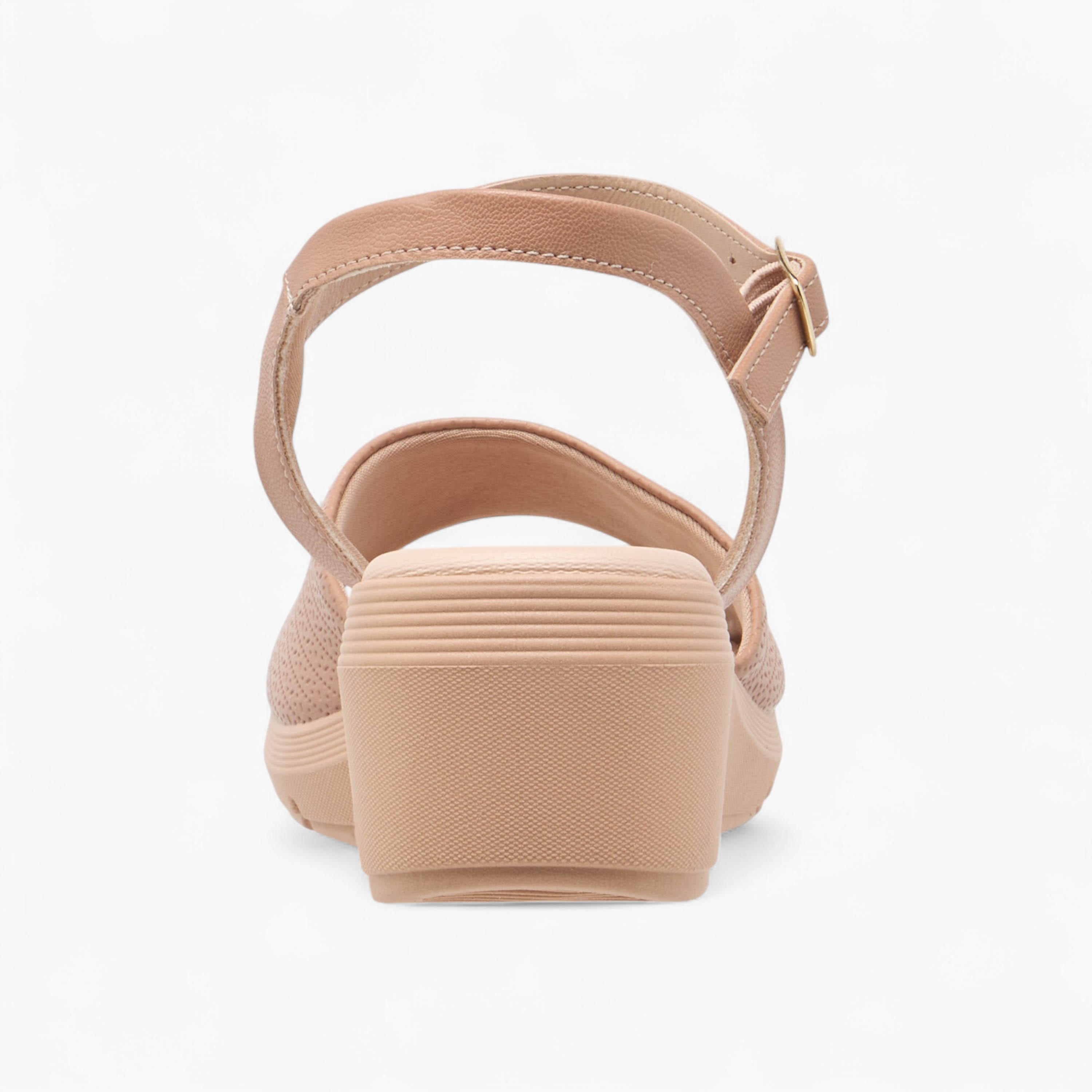 Piccadilly Textured Comfort Sandals with Buckle Closure-women-shoes-sandals-heeled-image-5