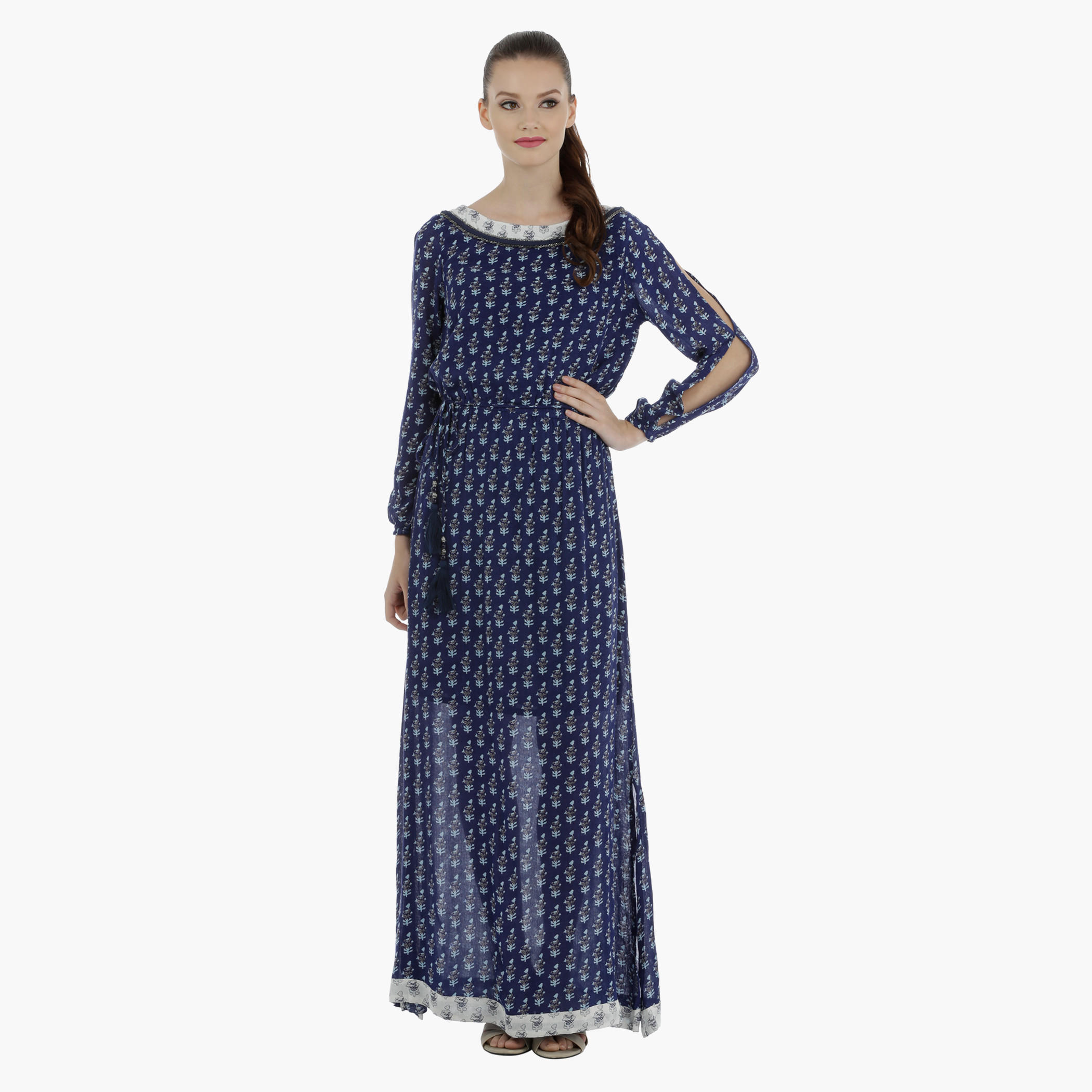 Mix Print Maxi Dress with Long Sleeves-women-clothing-dresses-image-1