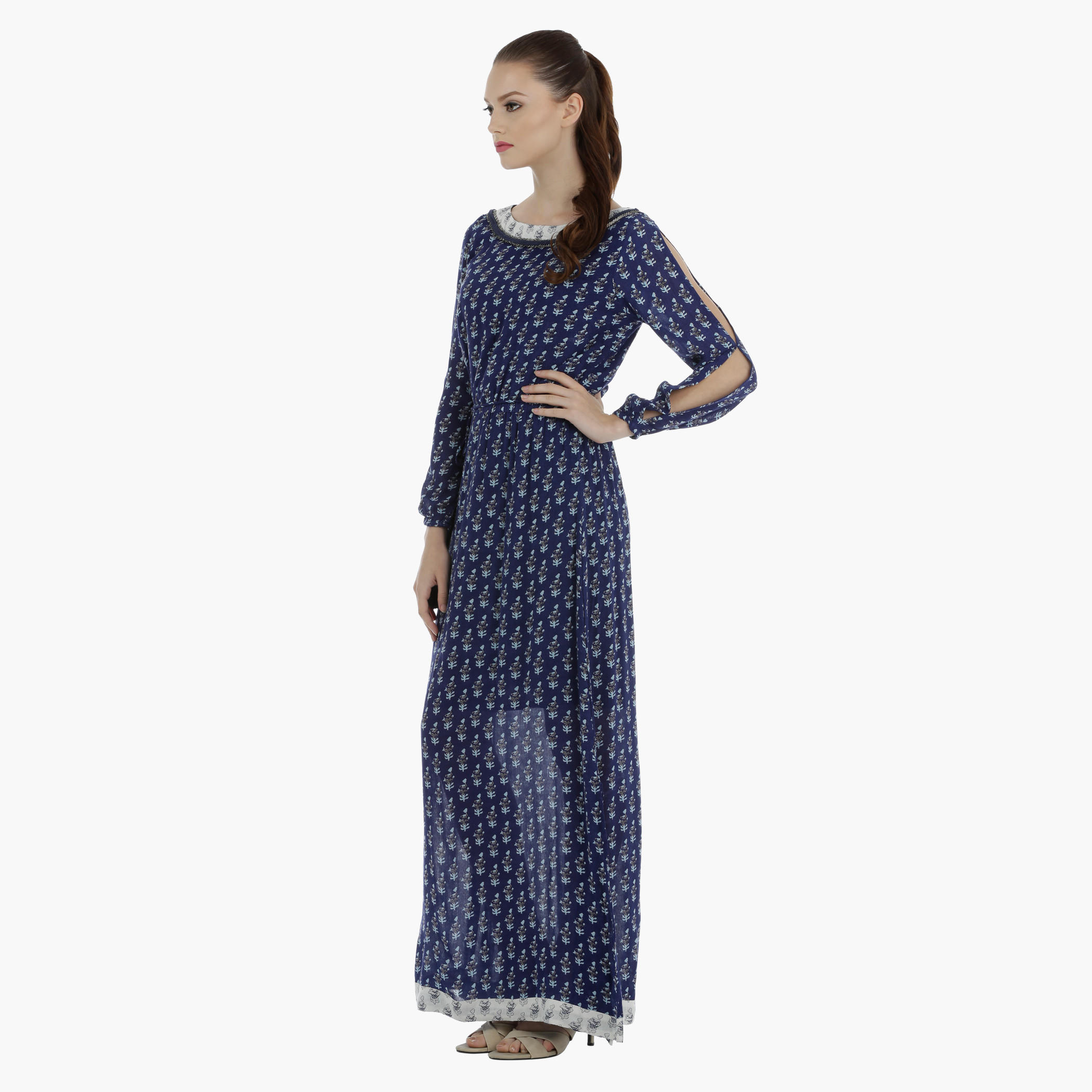 Mix Print Maxi Dress with Long Sleeves-women-clothing-dresses-image-2