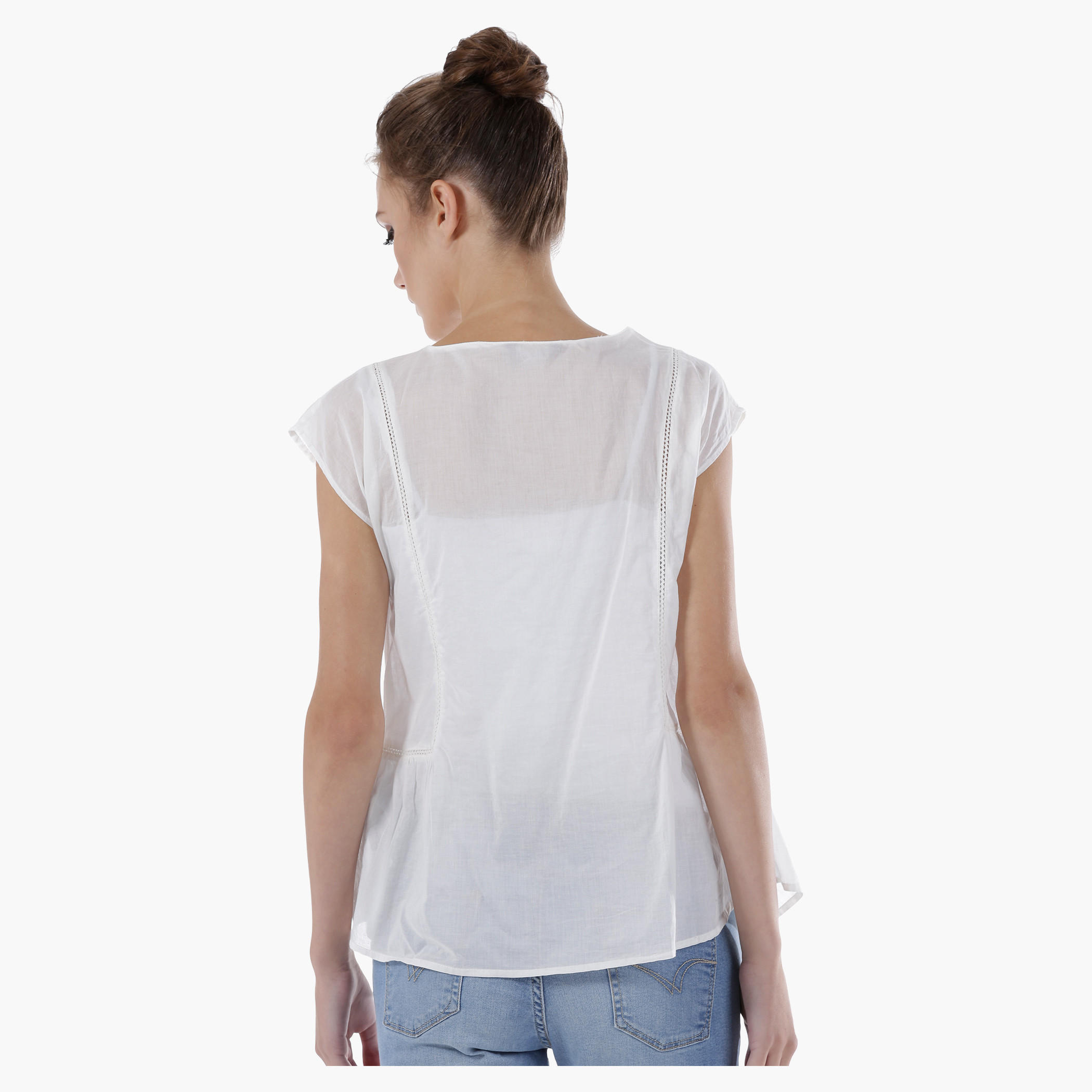 Tie-up Neck Cap Sleeves Top-women-clothing-shirtsandblouses-blouses-image-2