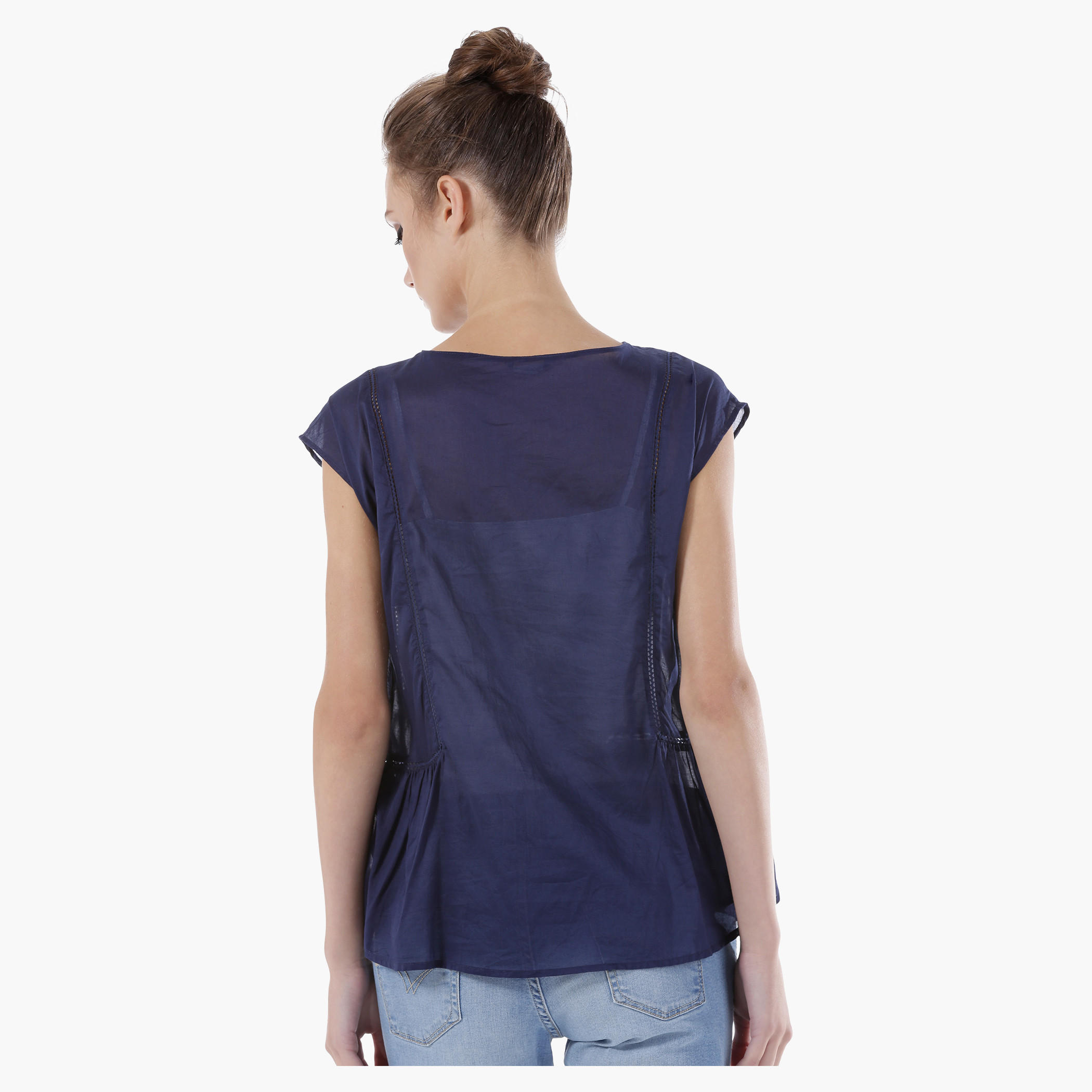 Tie-up Neck Cap Sleeves Top-women-clothing-shirtsandblouses-blouses-image-7