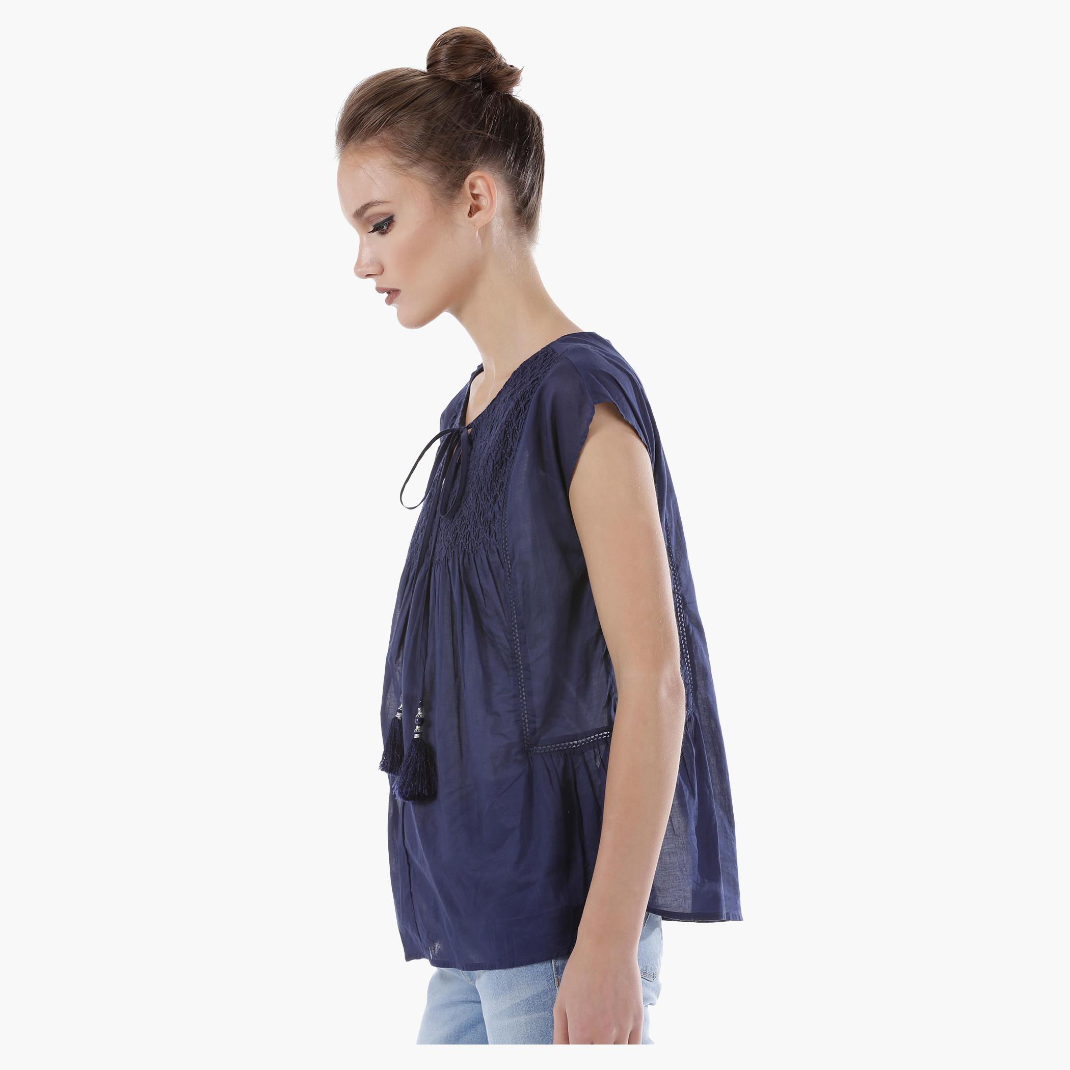 Tie-up Neck Cap Sleeves Top-women-clothing-shirtsandblouses-blouses-image-8