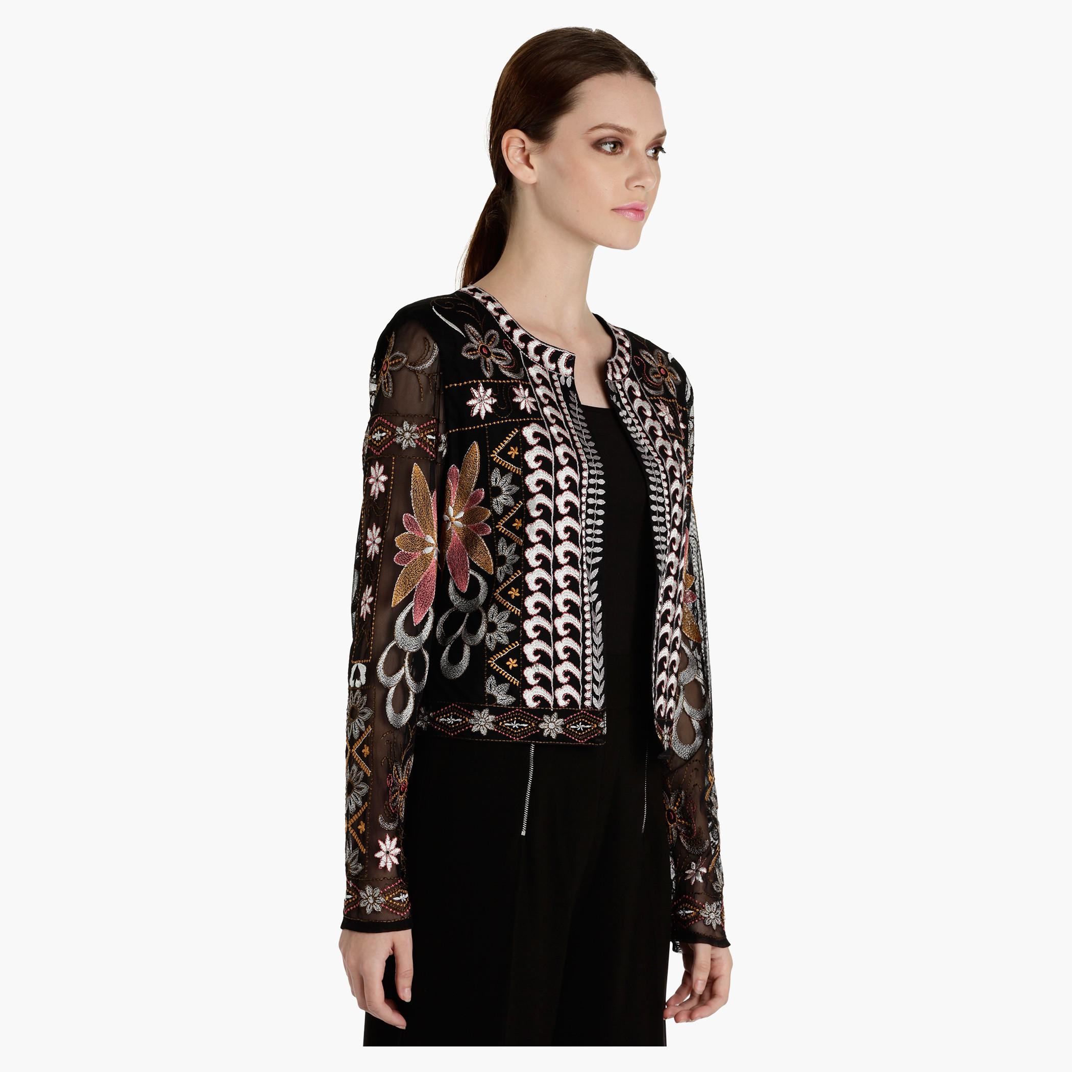 Embroidered Long Sleeves Jacket with Open Front-women-winterwear-coatsandjackets-jackets-image-3