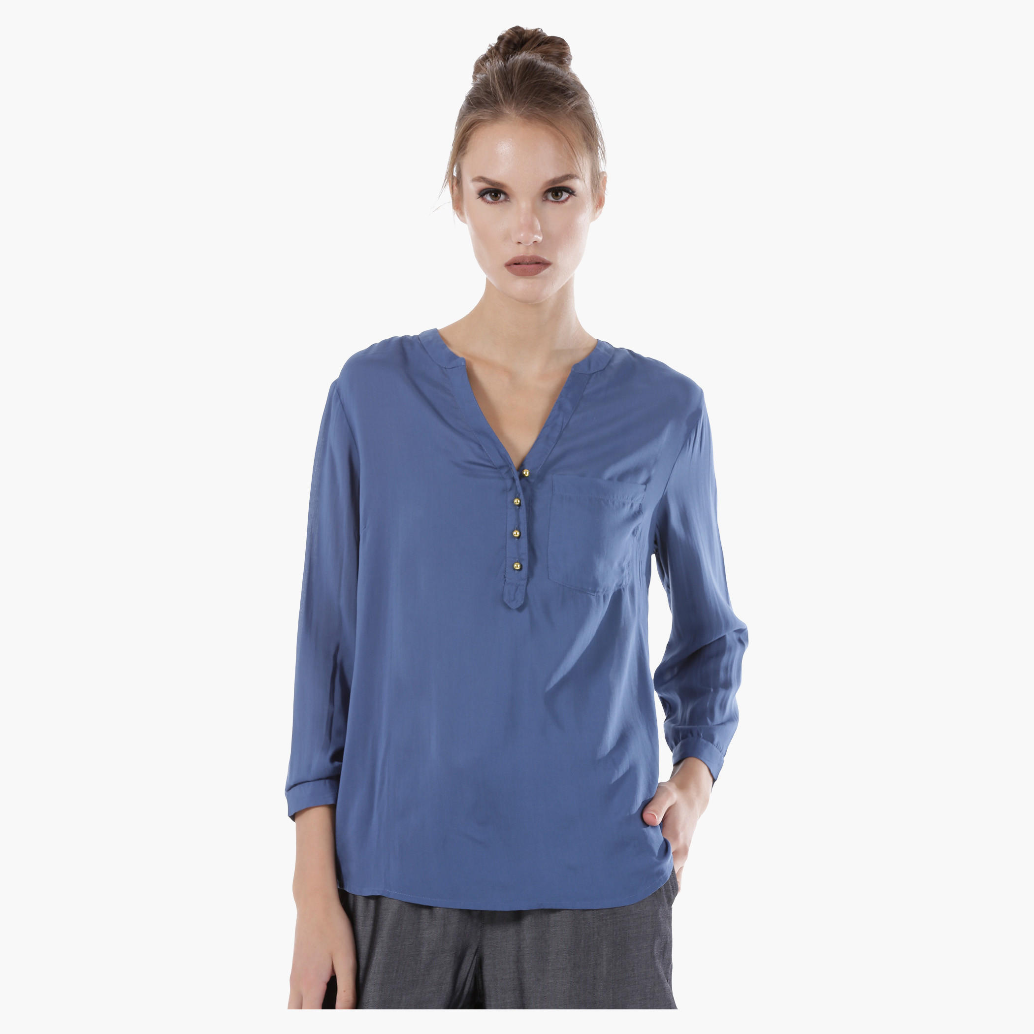 V-neck Long Sleeves Top-women-clothing-shirtsandblouses-blouses-image-1