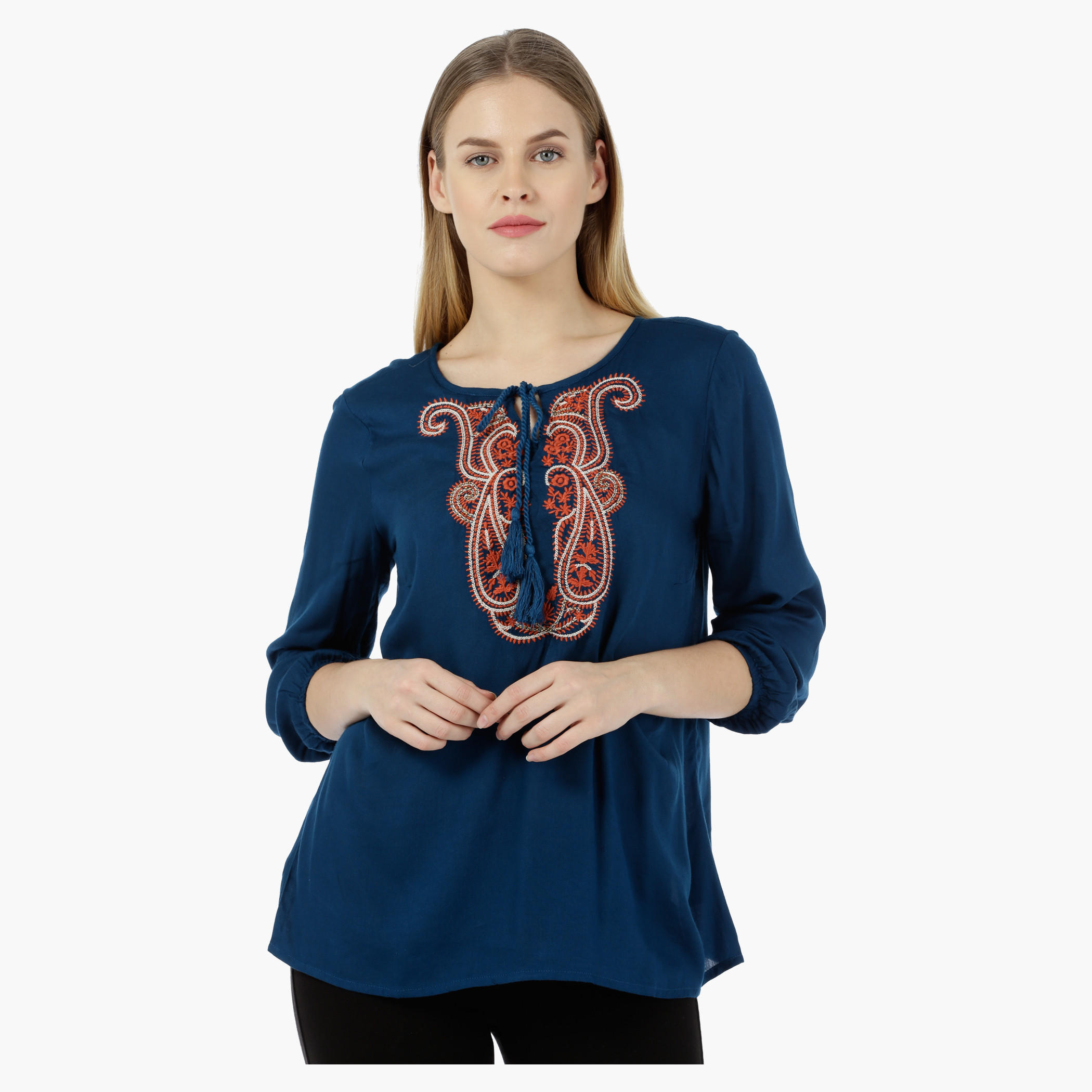 Full-sleeved Jacquard Blouse-women-clothing-shirtsandblouses-blouses-image-1