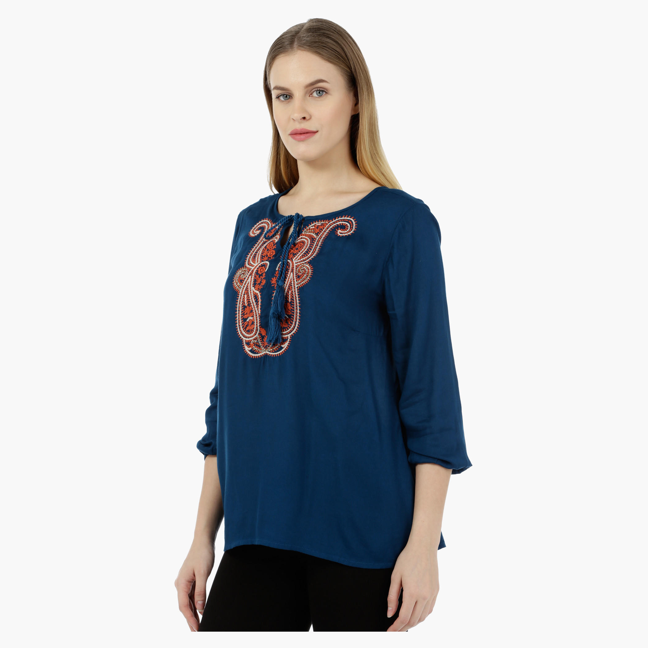 Full-sleeved Jacquard Blouse-women-clothing-shirtsandblouses-blouses-image-3
