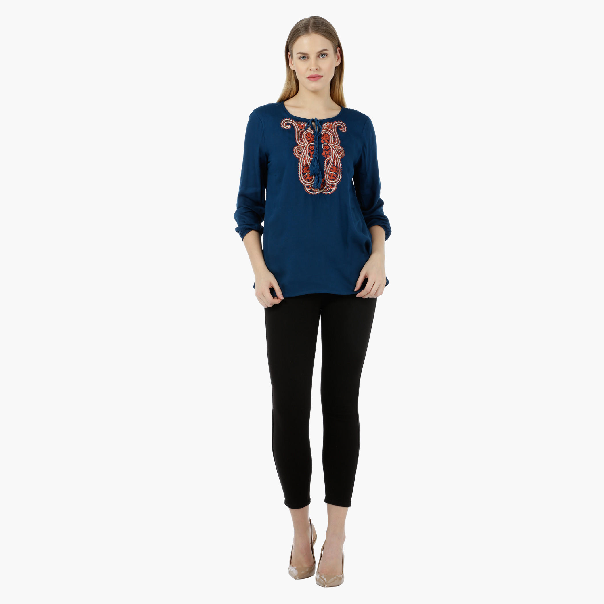 Full-sleeved Jacquard Blouse-women-clothing-shirtsandblouses-blouses-image-5