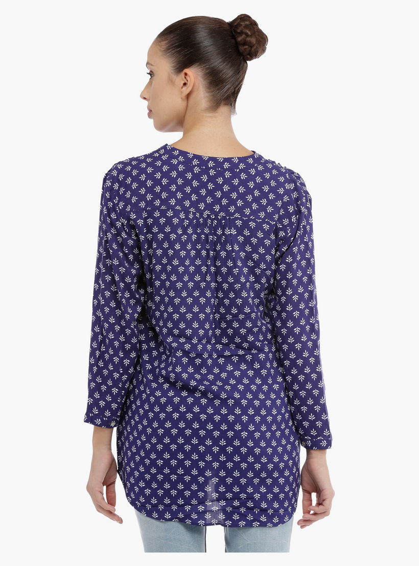 Printed Long Sleeves Top with V-Neck-women-clothing-shirtsandblouses-blouses-image-2