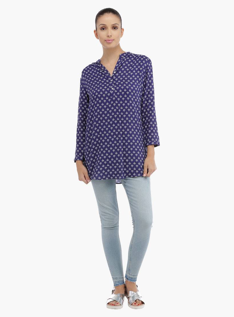 Printed Long Sleeves Top with V-Neck-women-clothing-shirtsandblouses-blouses-image-5