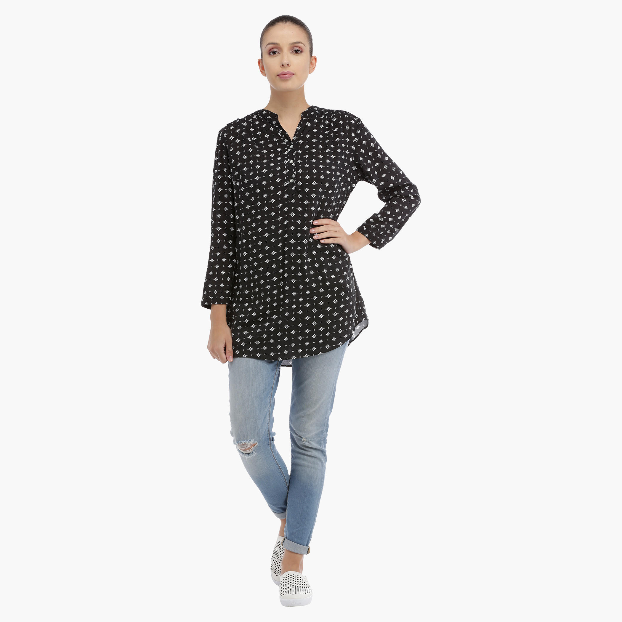 Printed Long Sleeves Top with V-Neck-women-clothing-shirtsandblouses-blouses-image-5