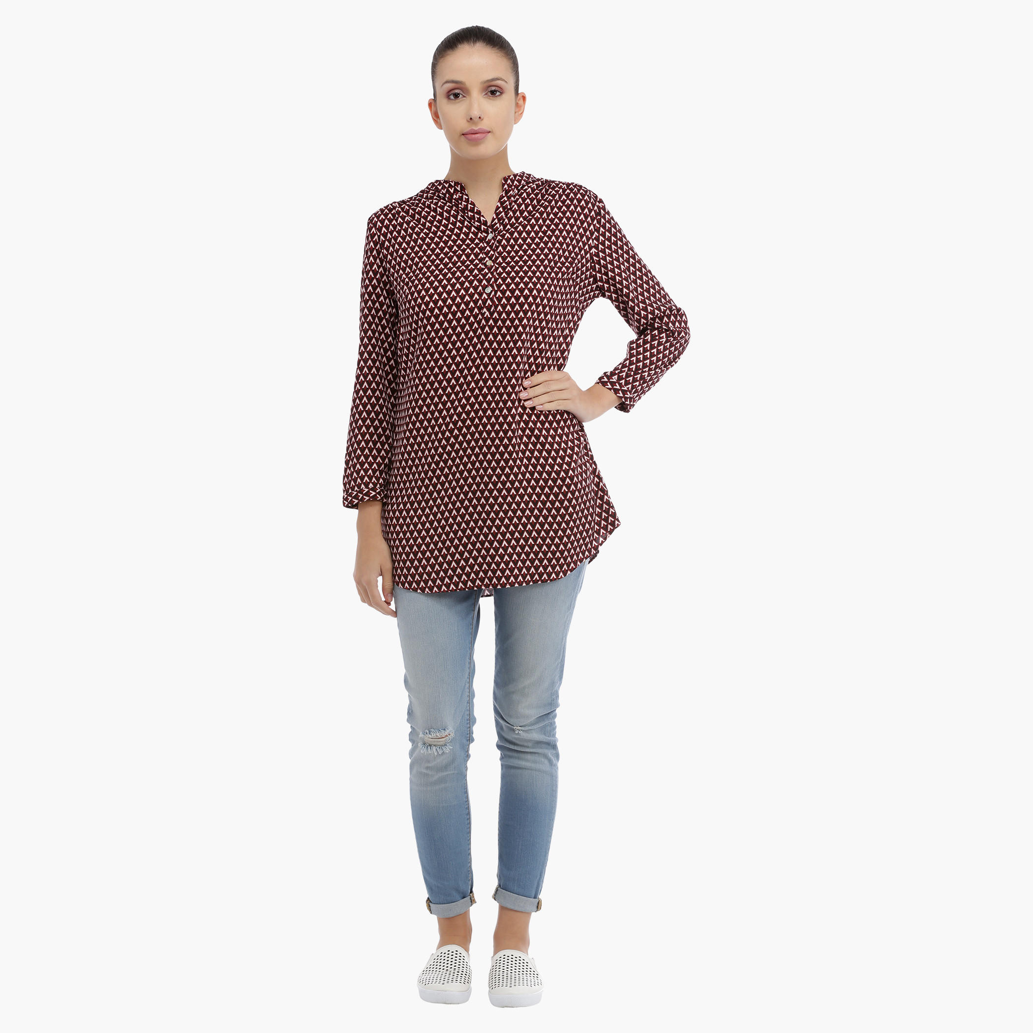 Printed Long Sleeves Top with V-Neck-women-clothing-shirtsandblouses-blouses-image-5
