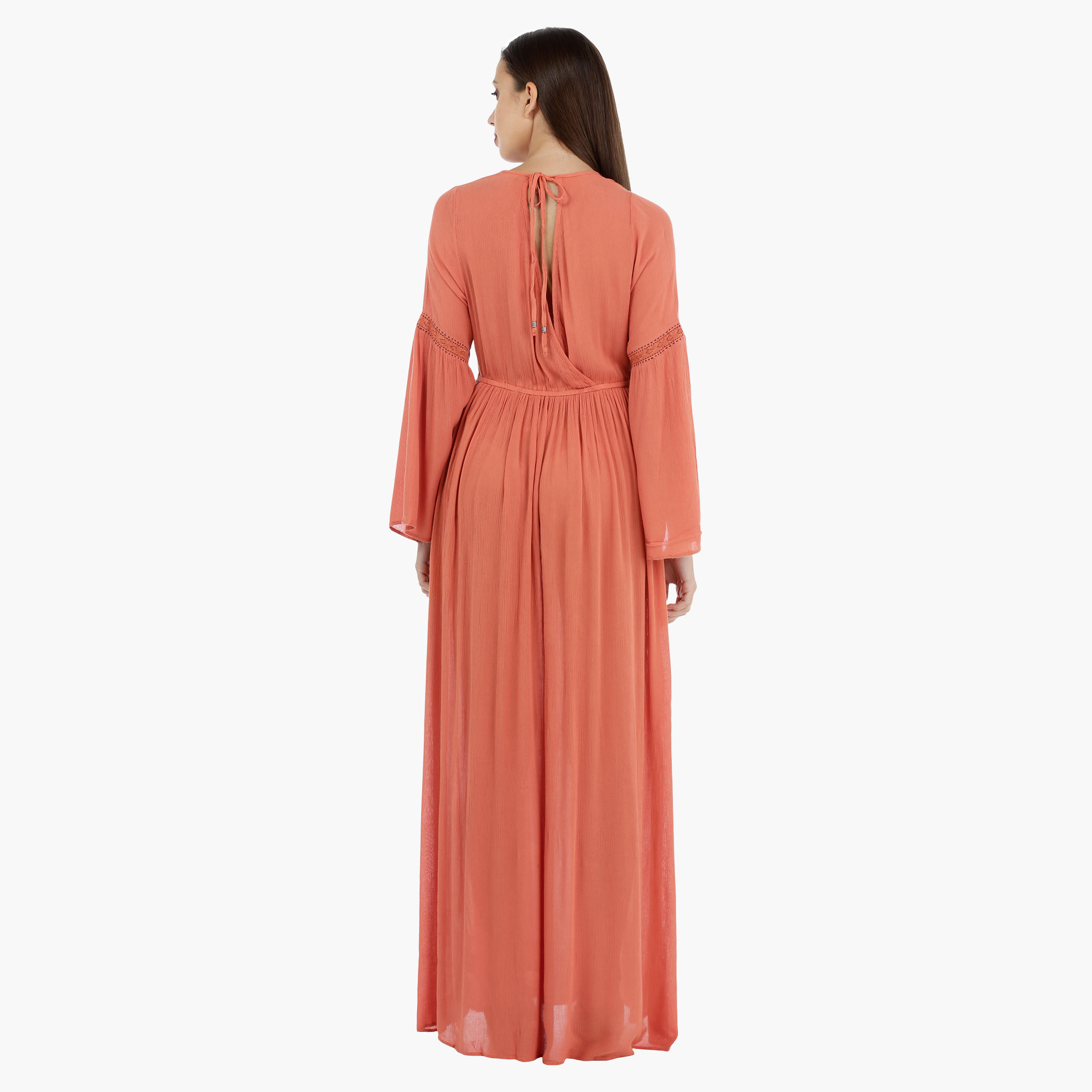 Embroidered Bell Sleeves Cotton Maxi Dress-women-clothing-dresses-image-2