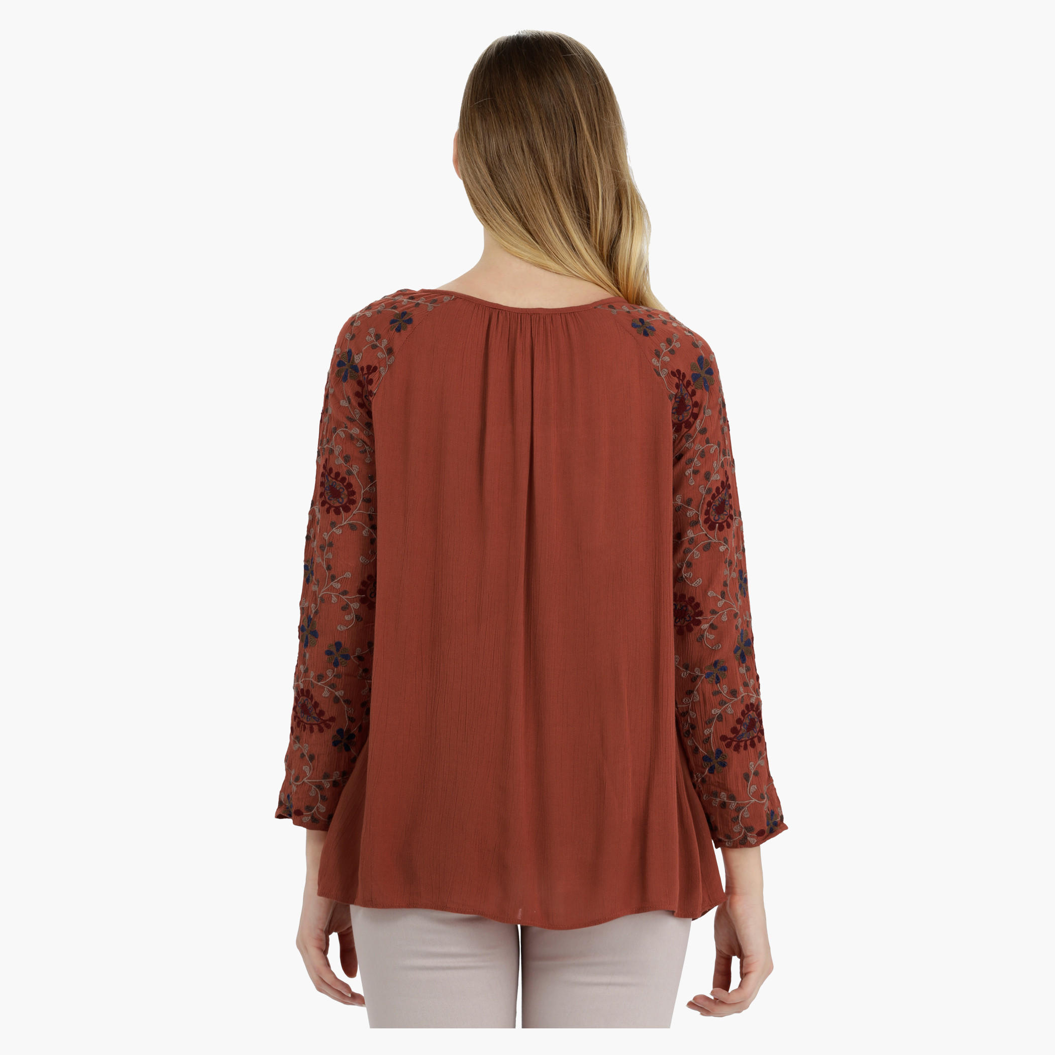 Long Sleeves Top with Embroidery Detail-women-clothing-shirtsandblouses-blouses-image-2