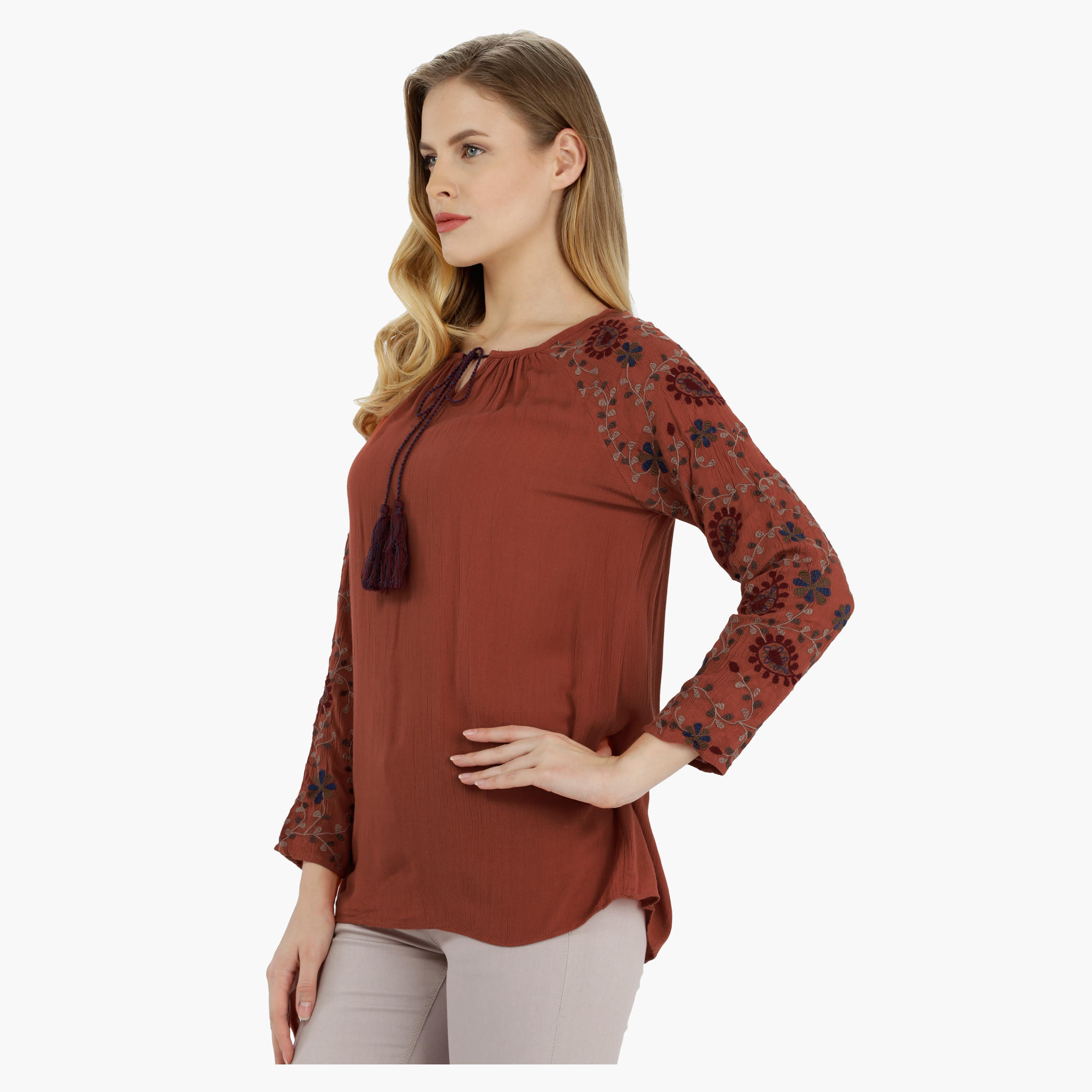 Long Sleeves Top with Embroidery Detail-women-clothing-shirtsandblouses-blouses-image-3