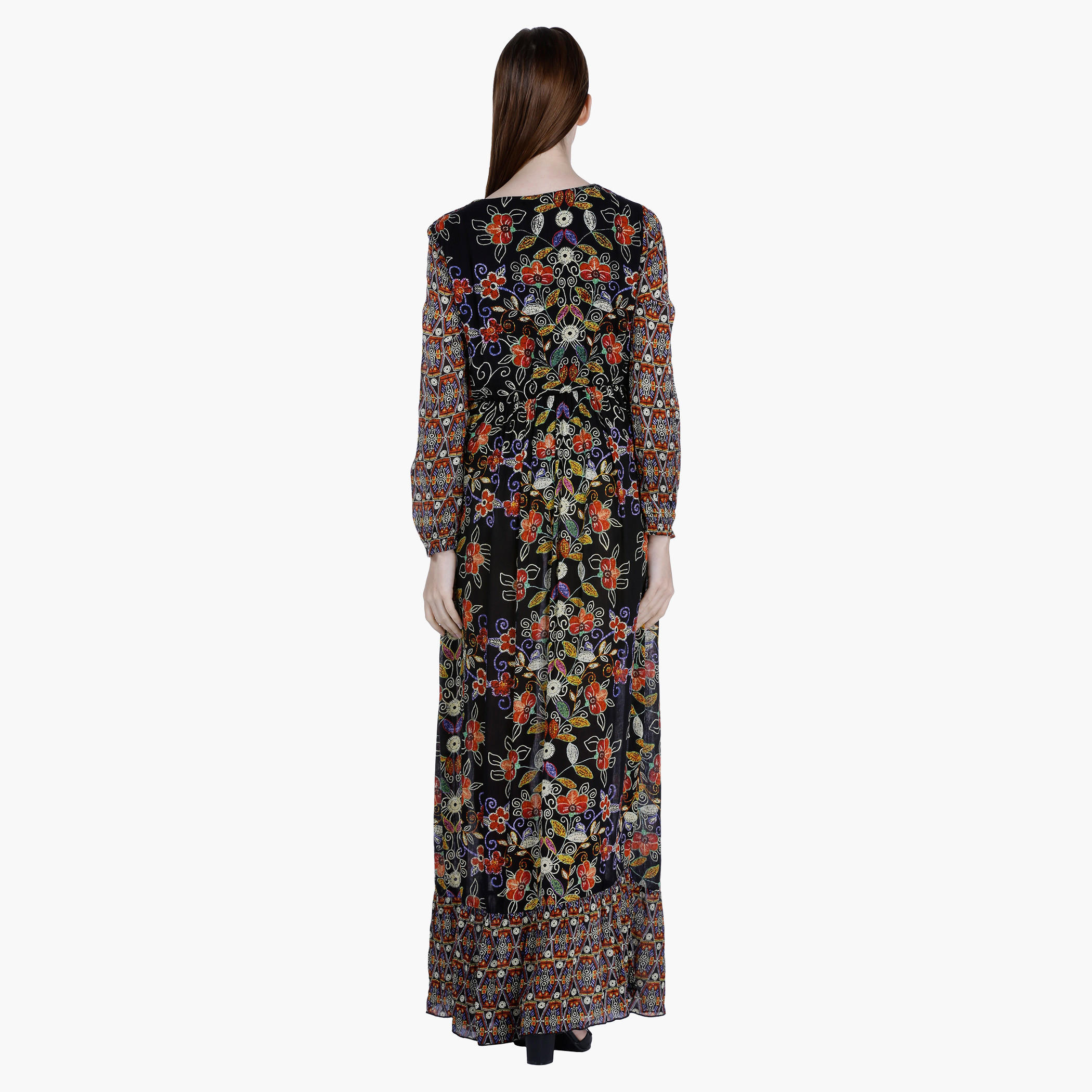 Floral Print Long Sleeves Maxi Dress-women-clothing-dresses-image-2