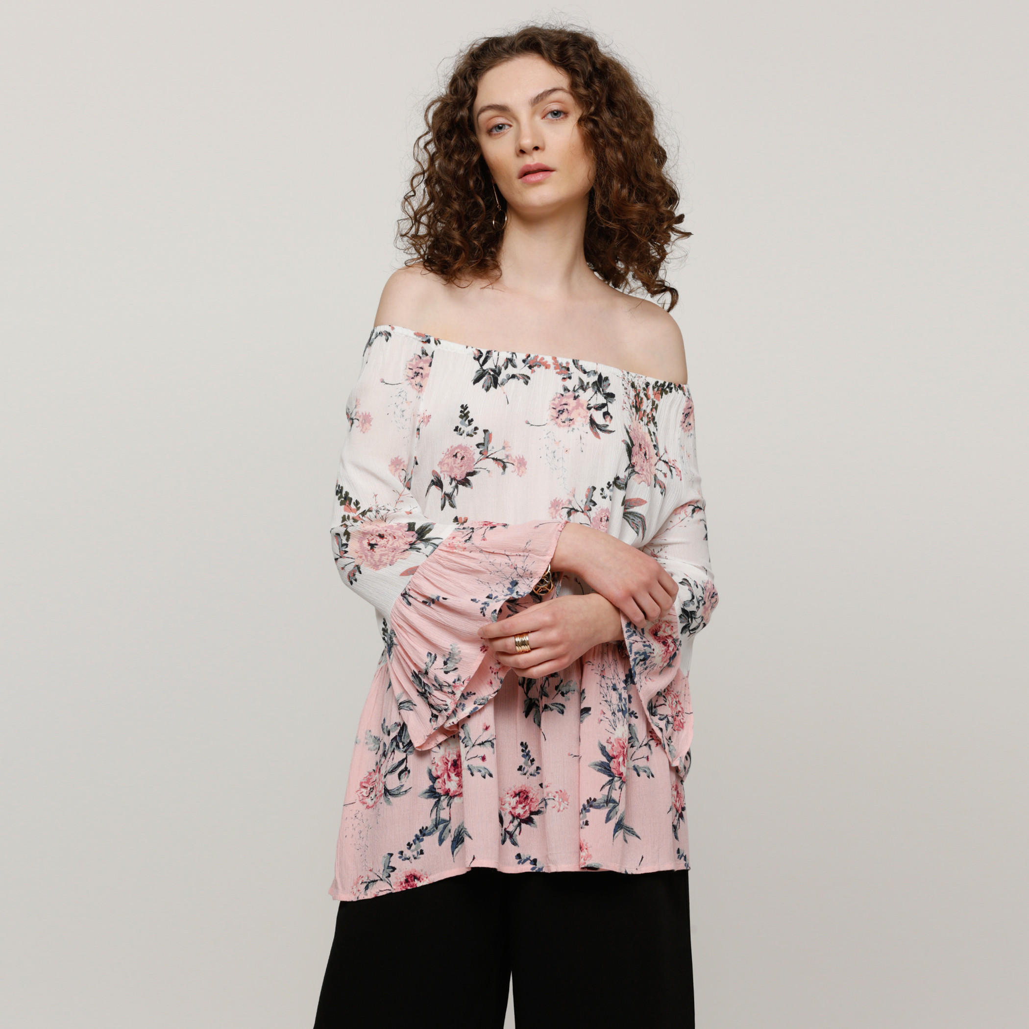 Printed Off Shoulder Top with Long Sleeves-women-clothing-shirtsandblouses-blouses-image-1