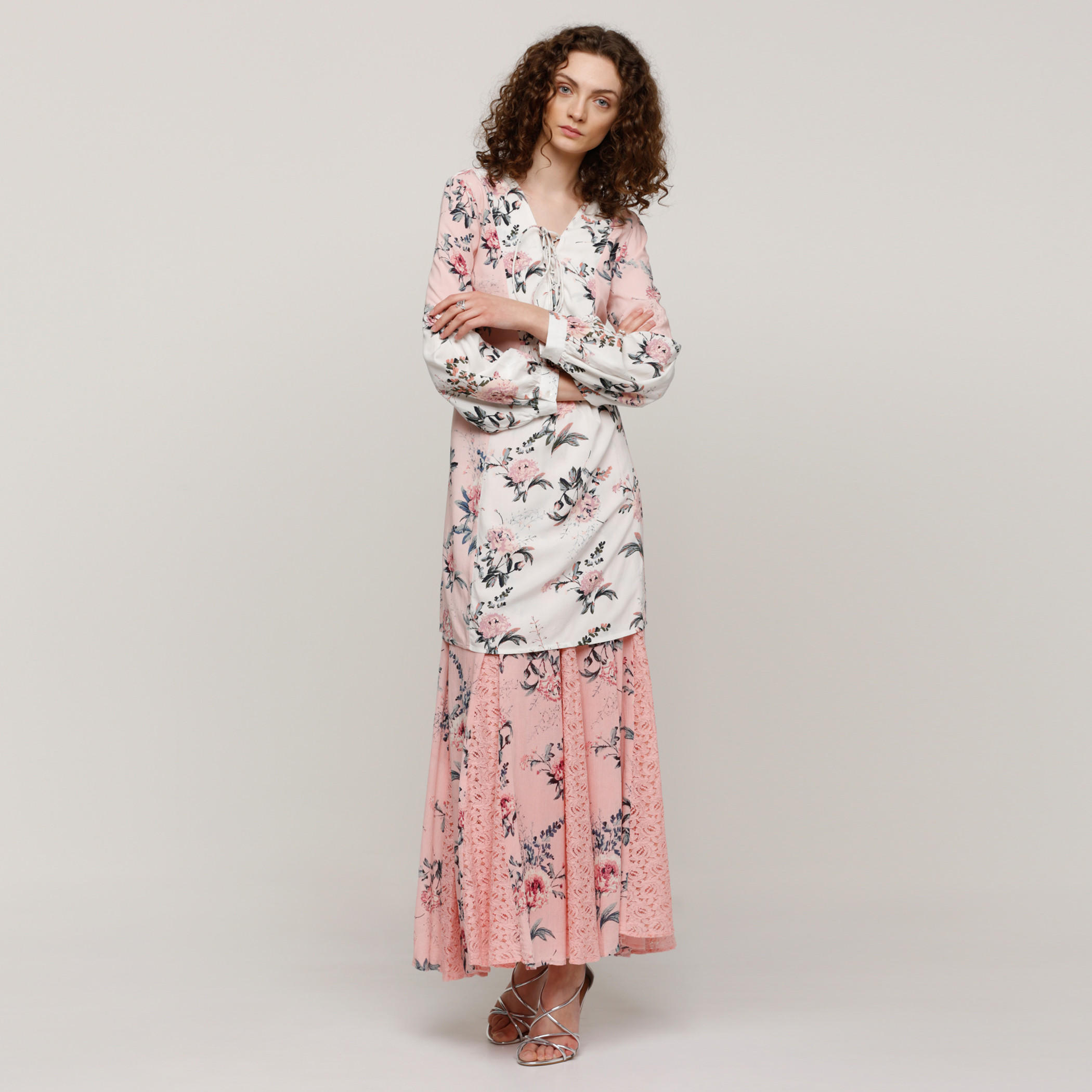 تنورة طويلة بسحّاب إغلاق وتفاصيل دانتيل مع طبعات-women-clothing-bottoms-skirts-image-5