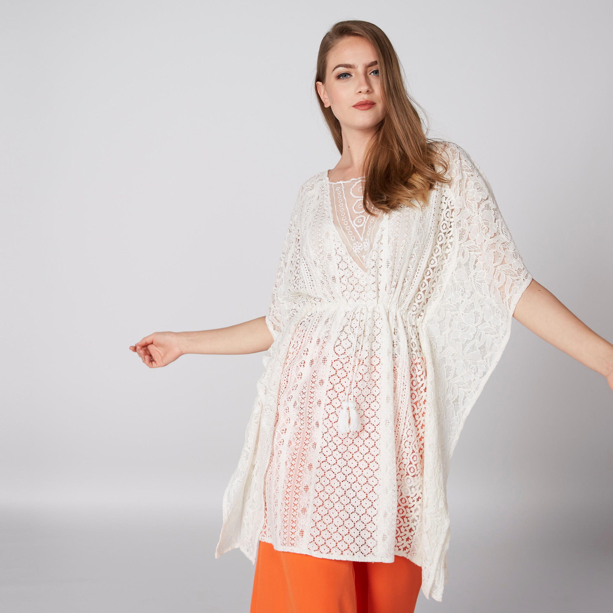 تونيك بأكمام واسعة ورباط وتفاصيل دانتيل-women-clothing-shirtsandblouses-blouses-image-3