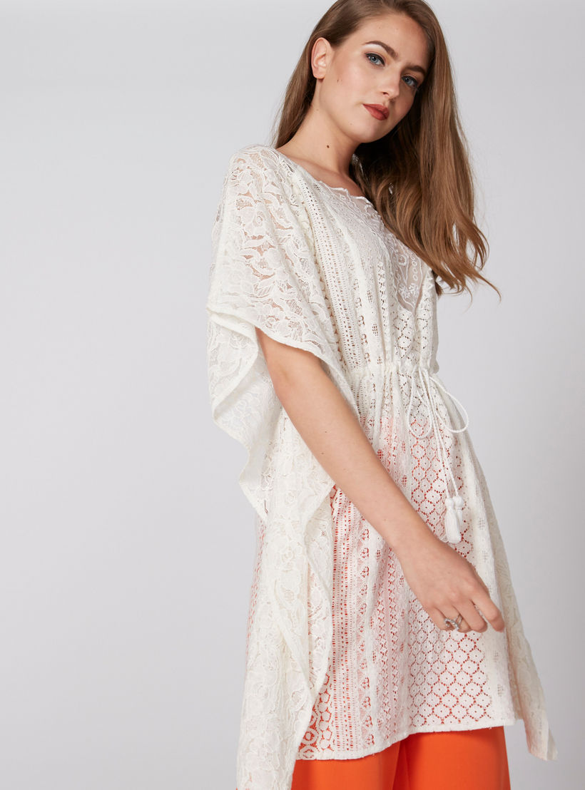 تونيك بأكمام واسعة ورباط وتفاصيل دانتيل-women-clothing-shirtsandblouses-blouses-image-4