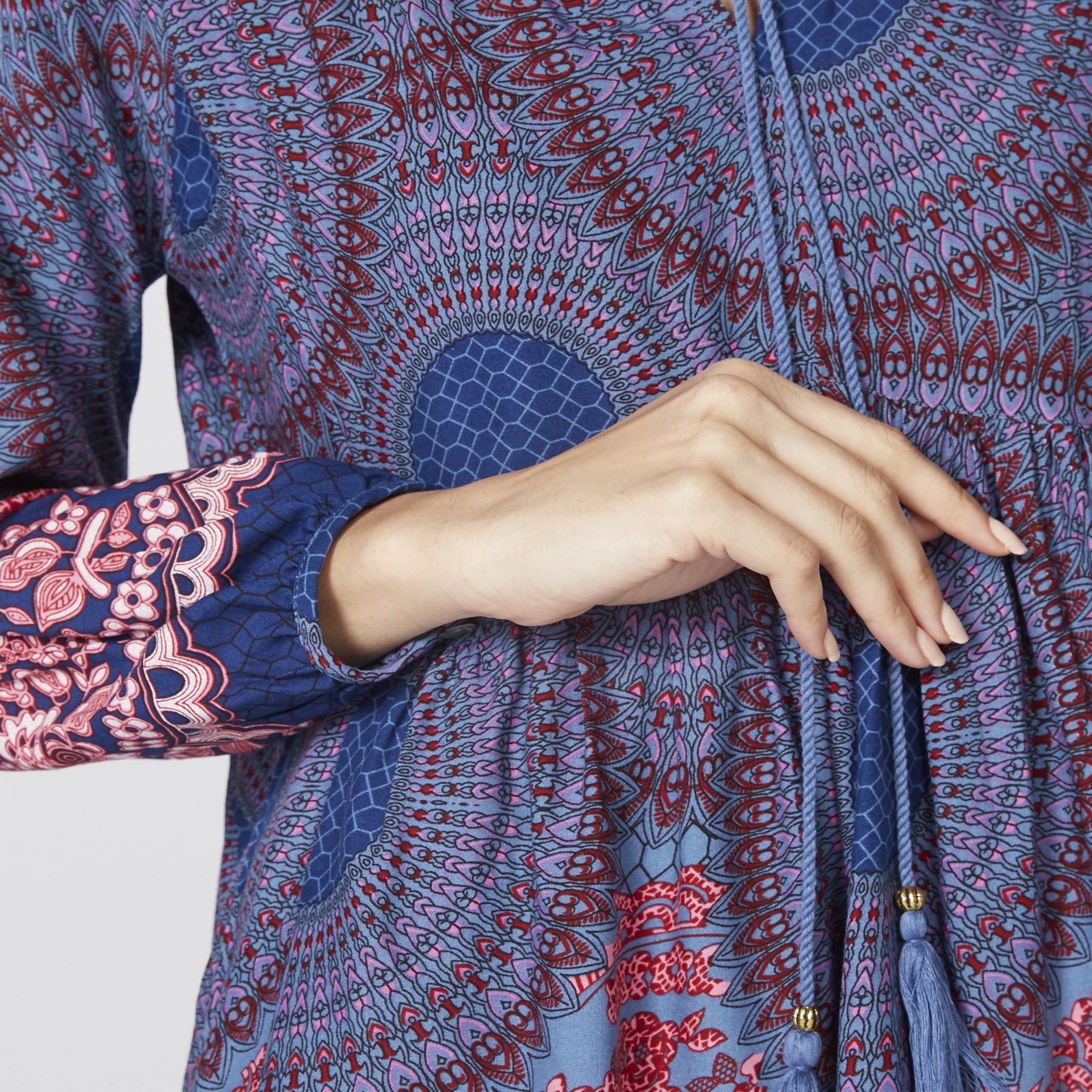 Printed Mini Dress with Long Sleeves-women-clothing-dresses-image-2