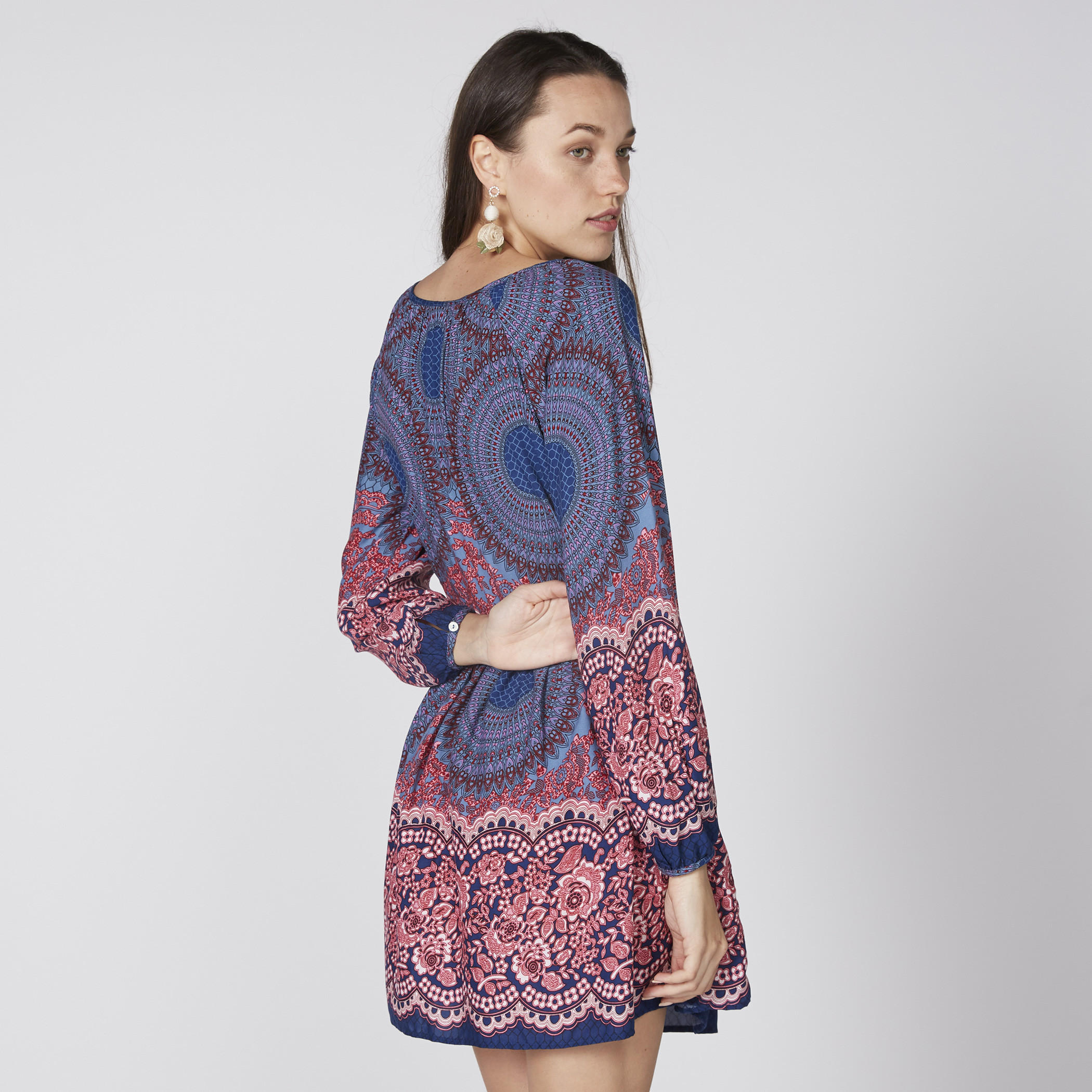Printed Mini Dress with Long Sleeves-women-clothing-dresses-image-4