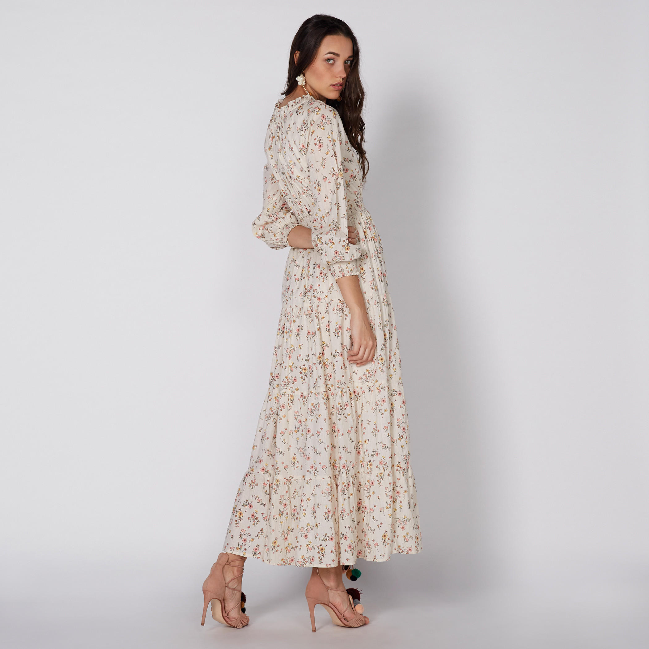 فستان طويل بأكمام 3/4 ورباط إغلاق مع طبعات-women-clothing-dresses-image-4