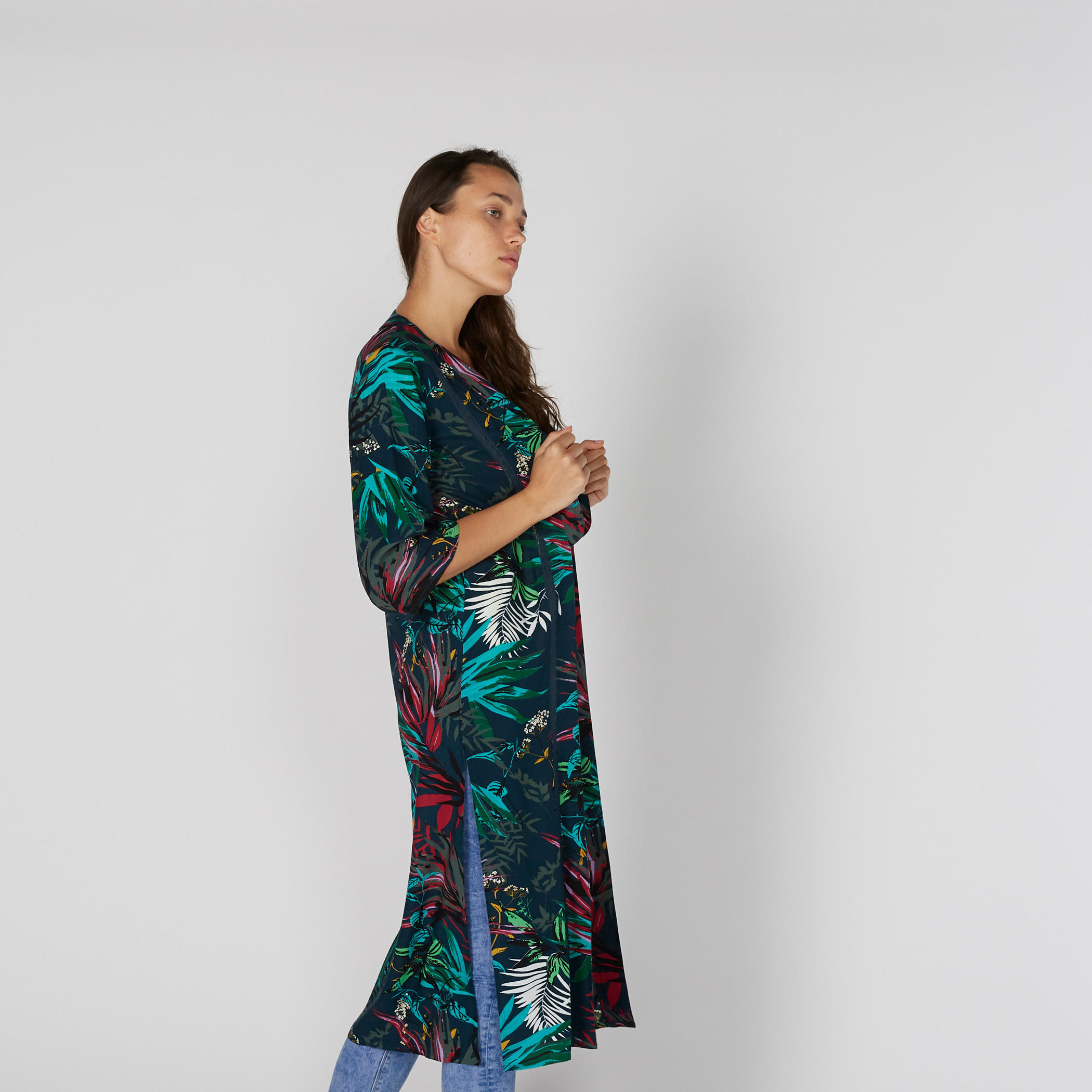 Printed Long Shrug with 3/4 Sleeves-women-winterwear-cardigansandjumpers-cardigans-image-4
