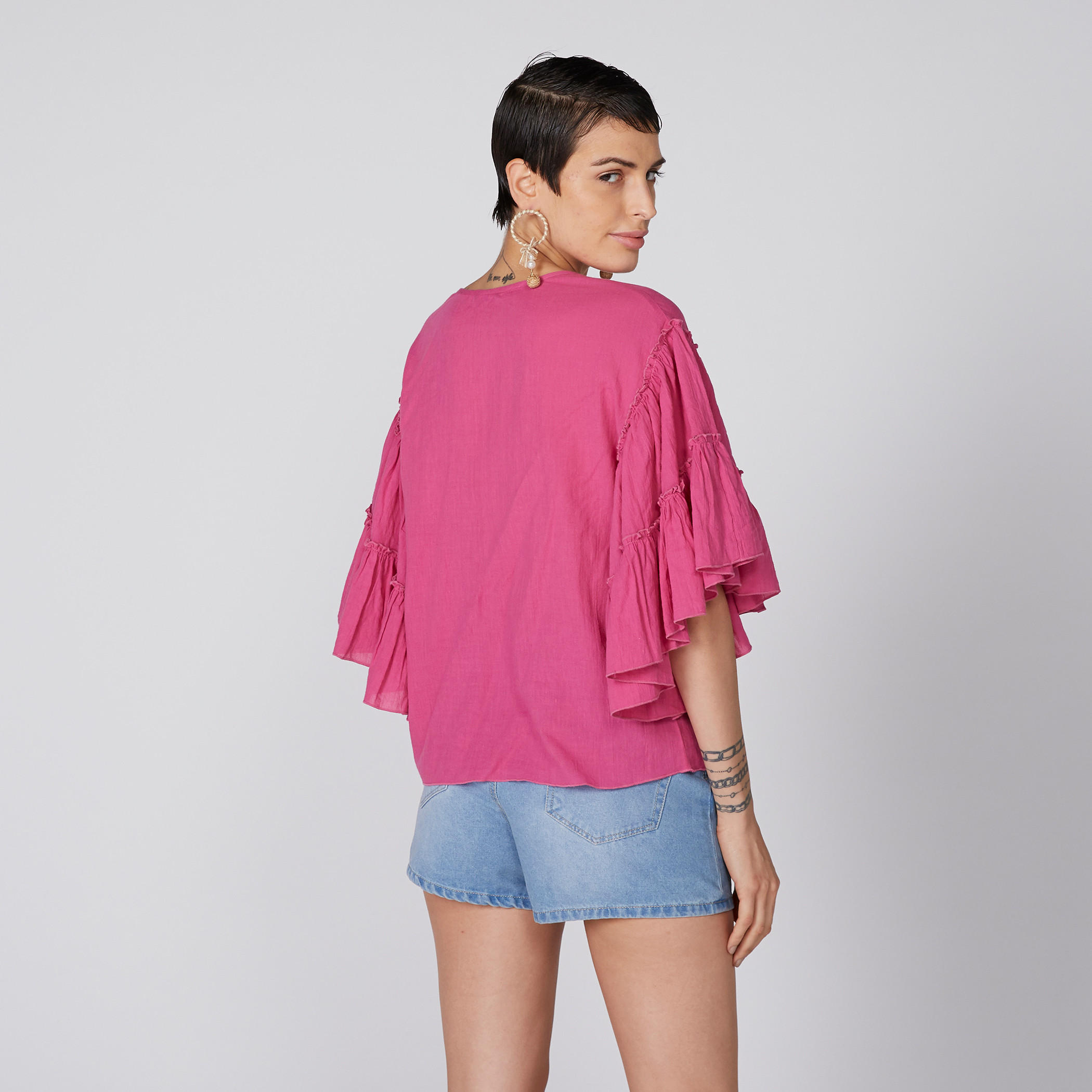 Tie-Up Detail Top with Flared Sleeves-women-clothing-shirtsandblouses-blouses-image-3
