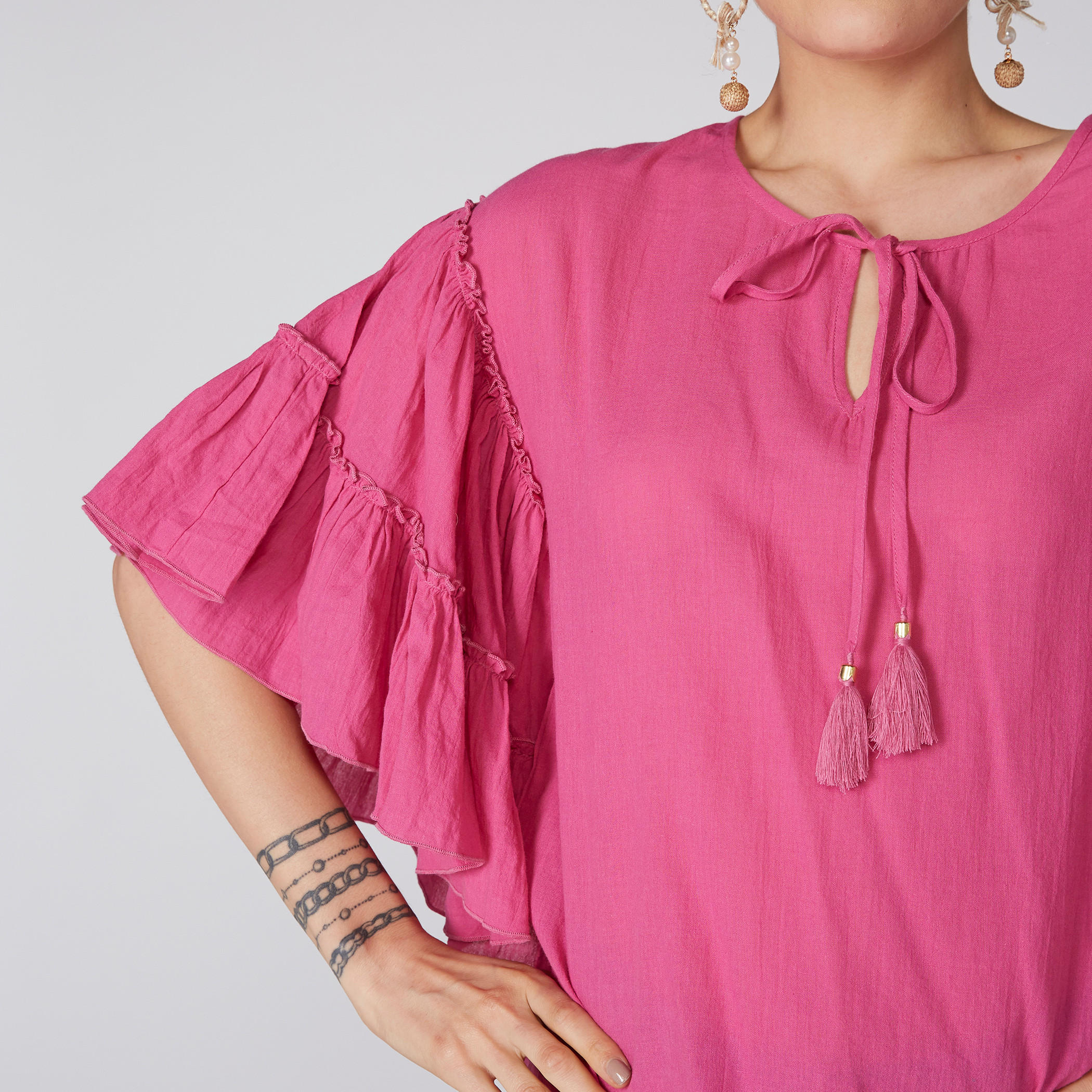Tie-Up Detail Top with Flared Sleeves-women-clothing-shirtsandblouses-blouses-image-4