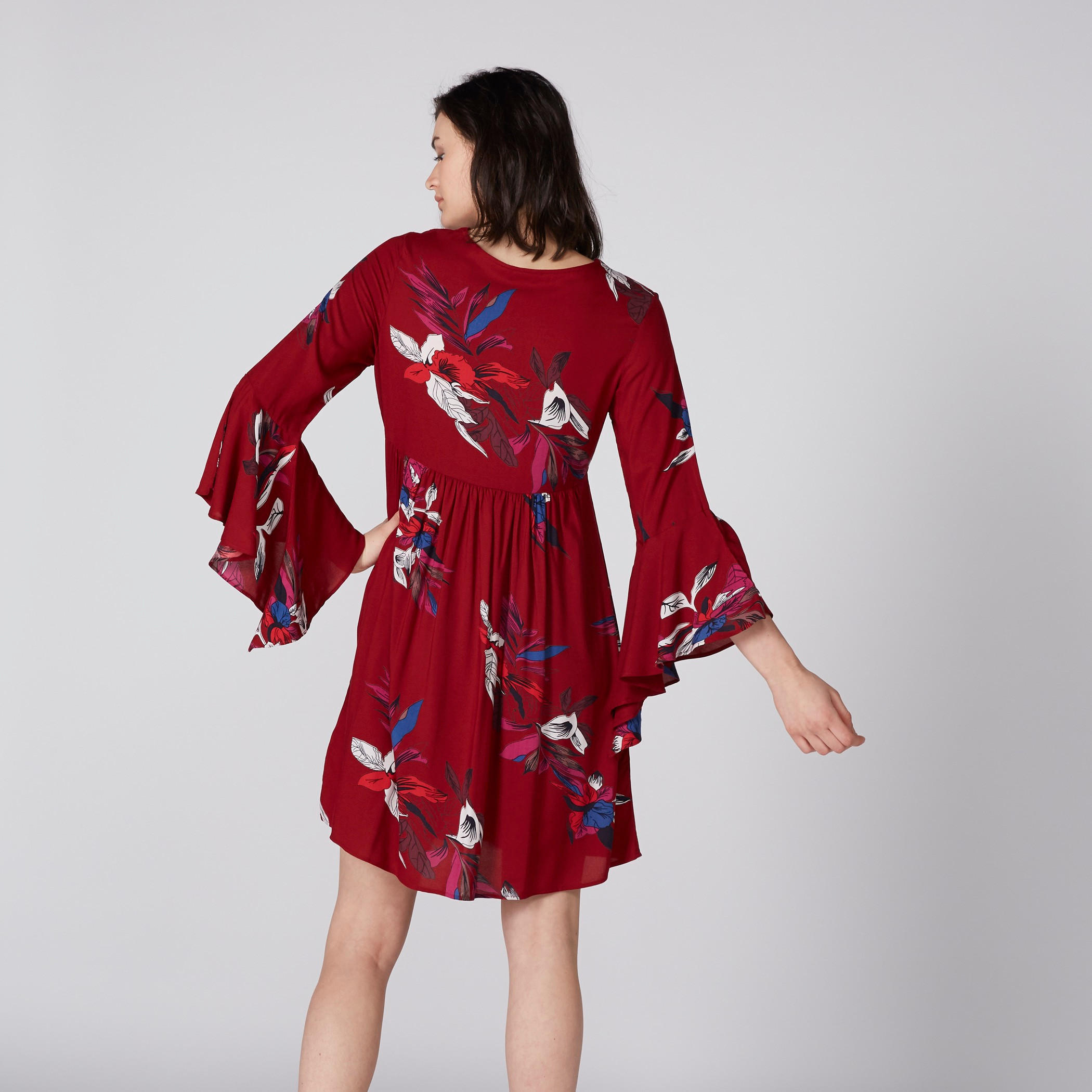 فستان قصير بأكمام 3/4 وطبعات-women-clothing-dresses-image-3