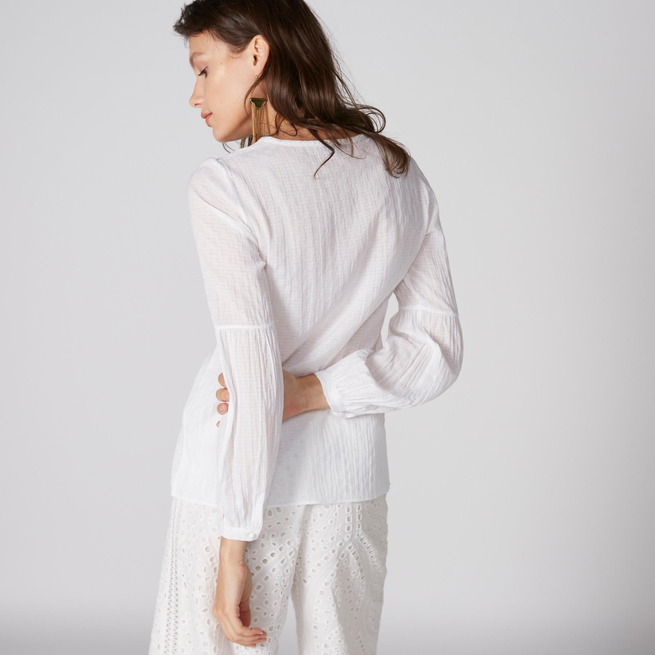 بلوزة بارزة الملمس بأكمام طويلة وأربطة-women-clothing-shirtsandblouses-blouses-image-2