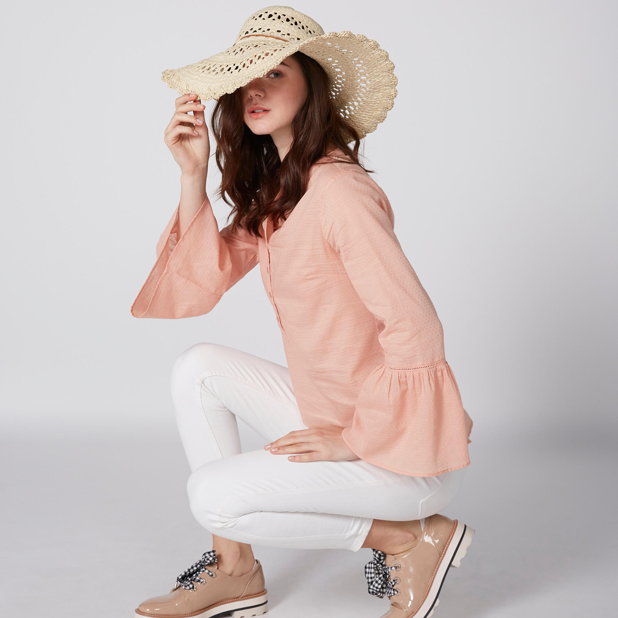 بلوزة بياقة V وأكمام طويلة-women-clothing-shirtsandblouses-blouses-image-2