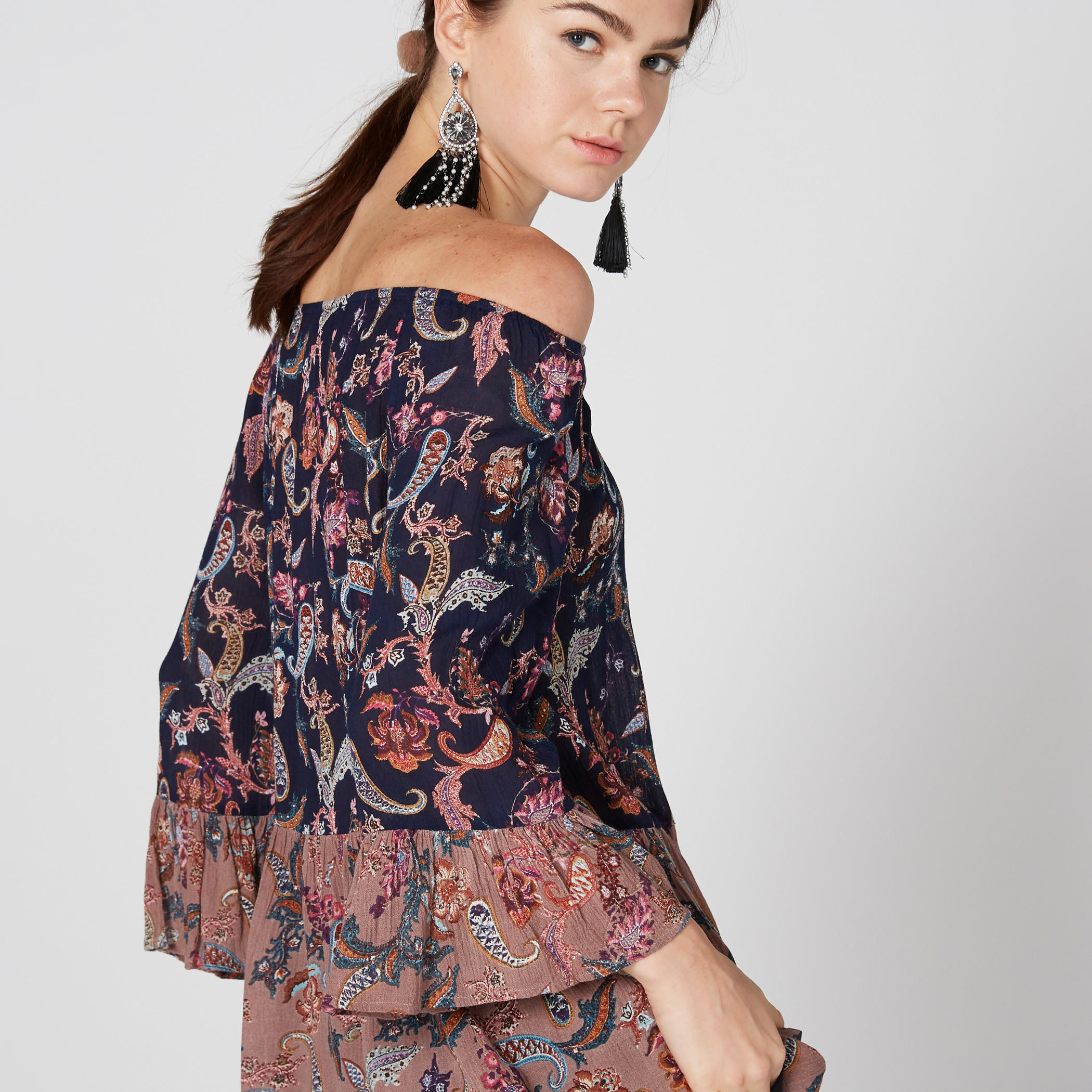 Printed Off Shoulder Top with Flared Sleeves-women-clothing-shirtsandblouses-blouses-image-3