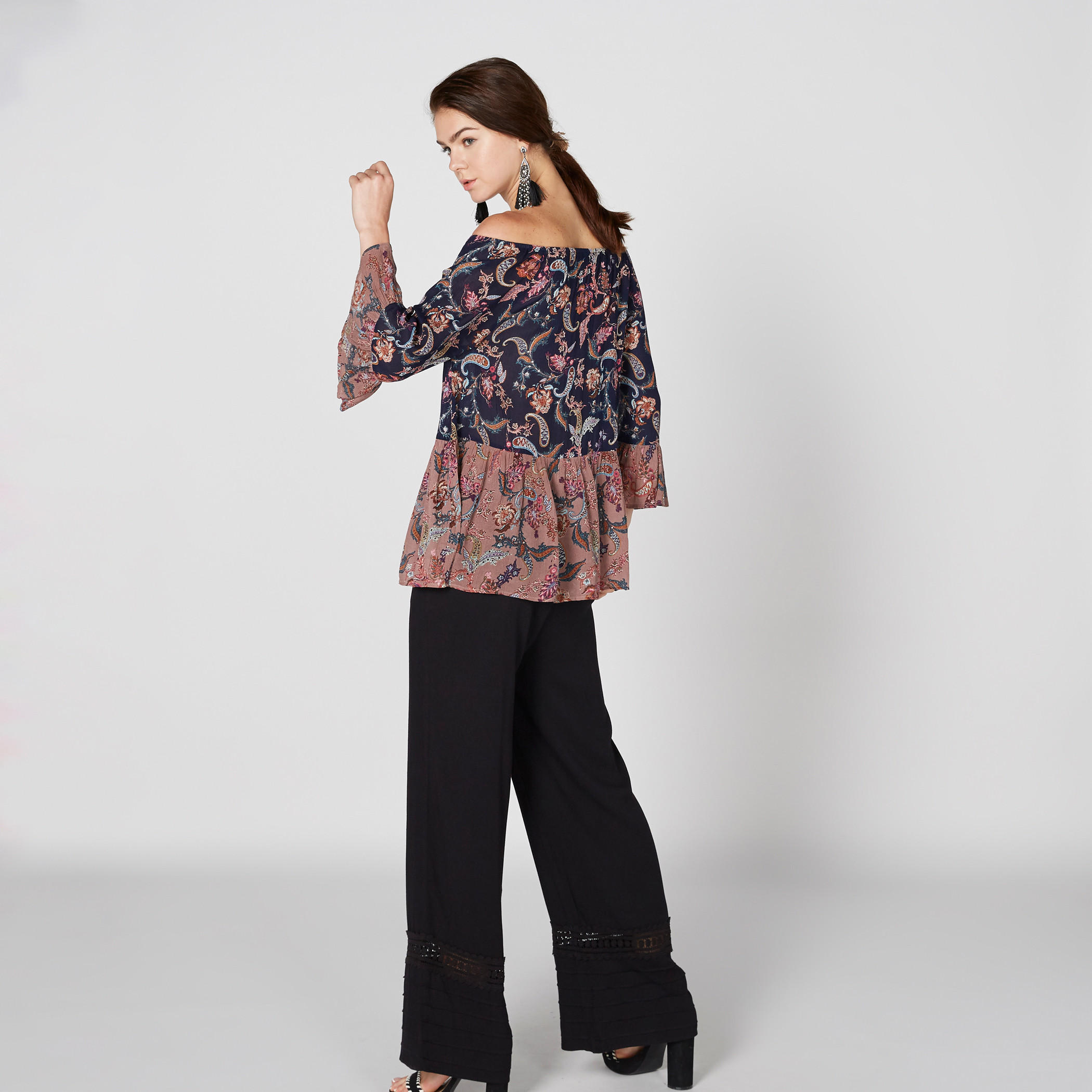 Printed Off Shoulder Top with Flared Sleeves-women-clothing-shirtsandblouses-blouses-image-4