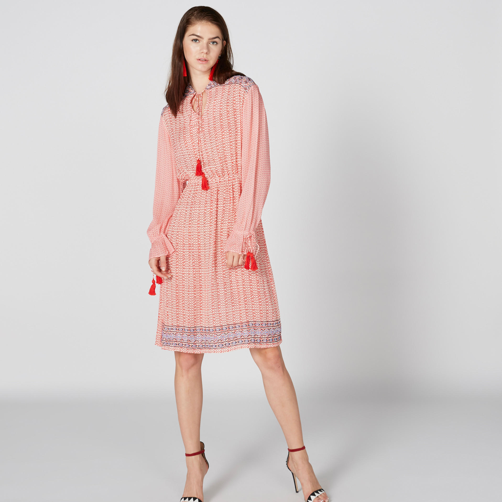 فستان متوسط الطول بطبعات وأكمام طويلة ورباط-women-clothing-dresses-image-1