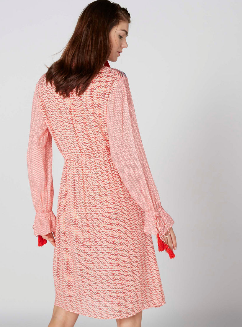 فستان متوسط الطول بطبعات وأكمام طويلة ورباط-women-clothing-dresses-image-3
