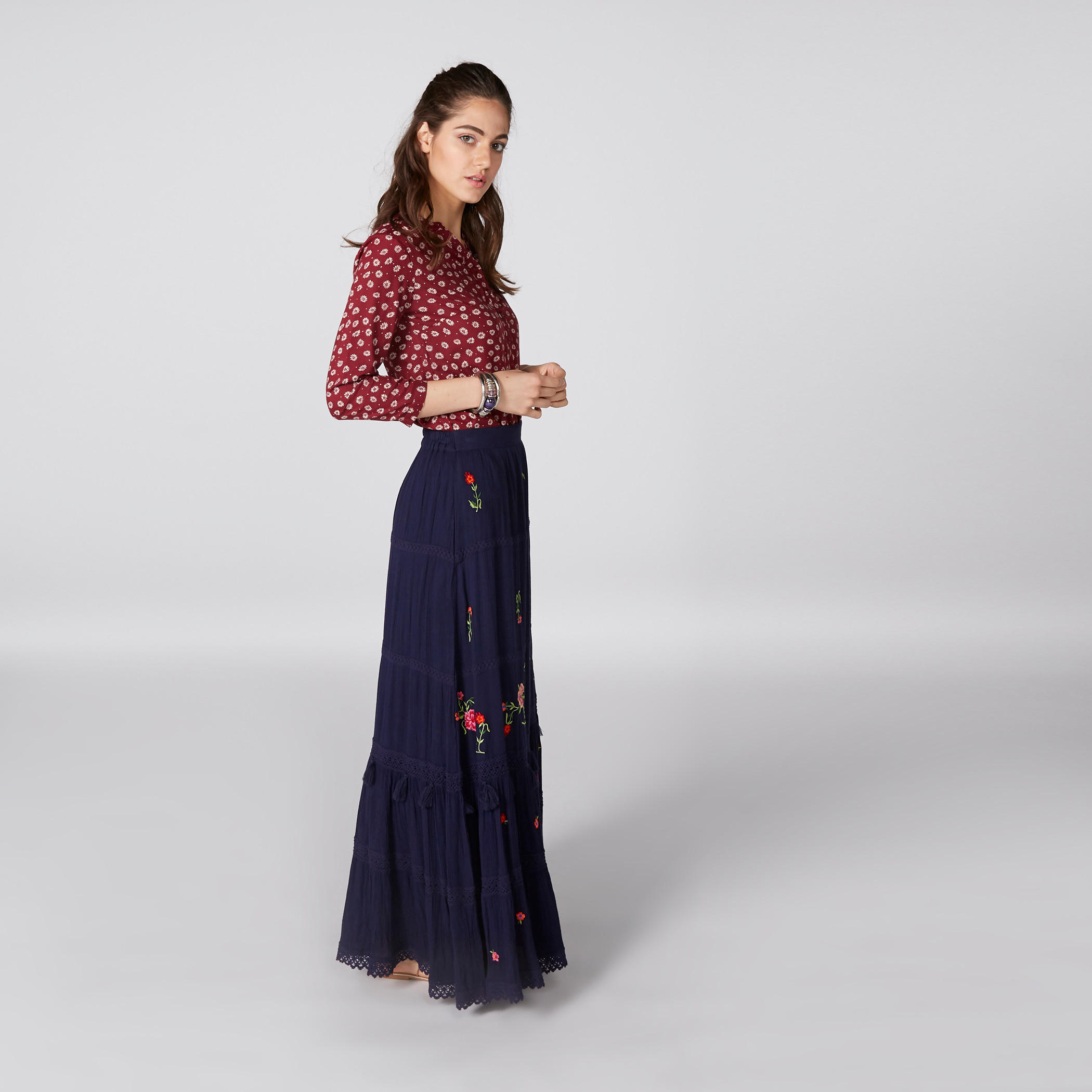 بلوزة بأكمام 3/4 وطبعات أزهار-women-clothing-shirtsandblouses-blouses-image-1