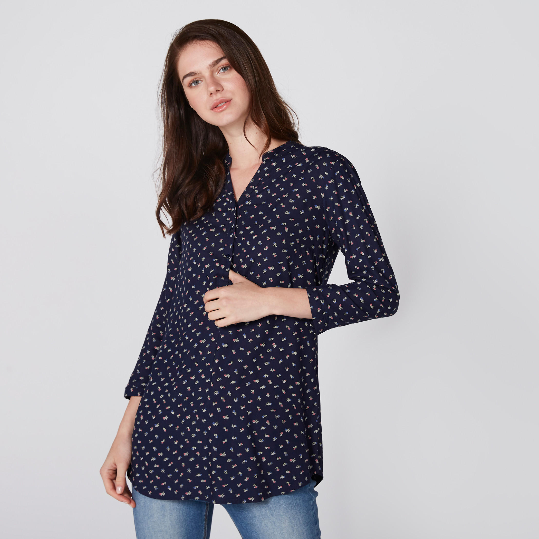 بلوزة بياقة ماندارين وأكمام طويلة وطبعات-women-clothing-shirtsandblouses-blouses-image-2