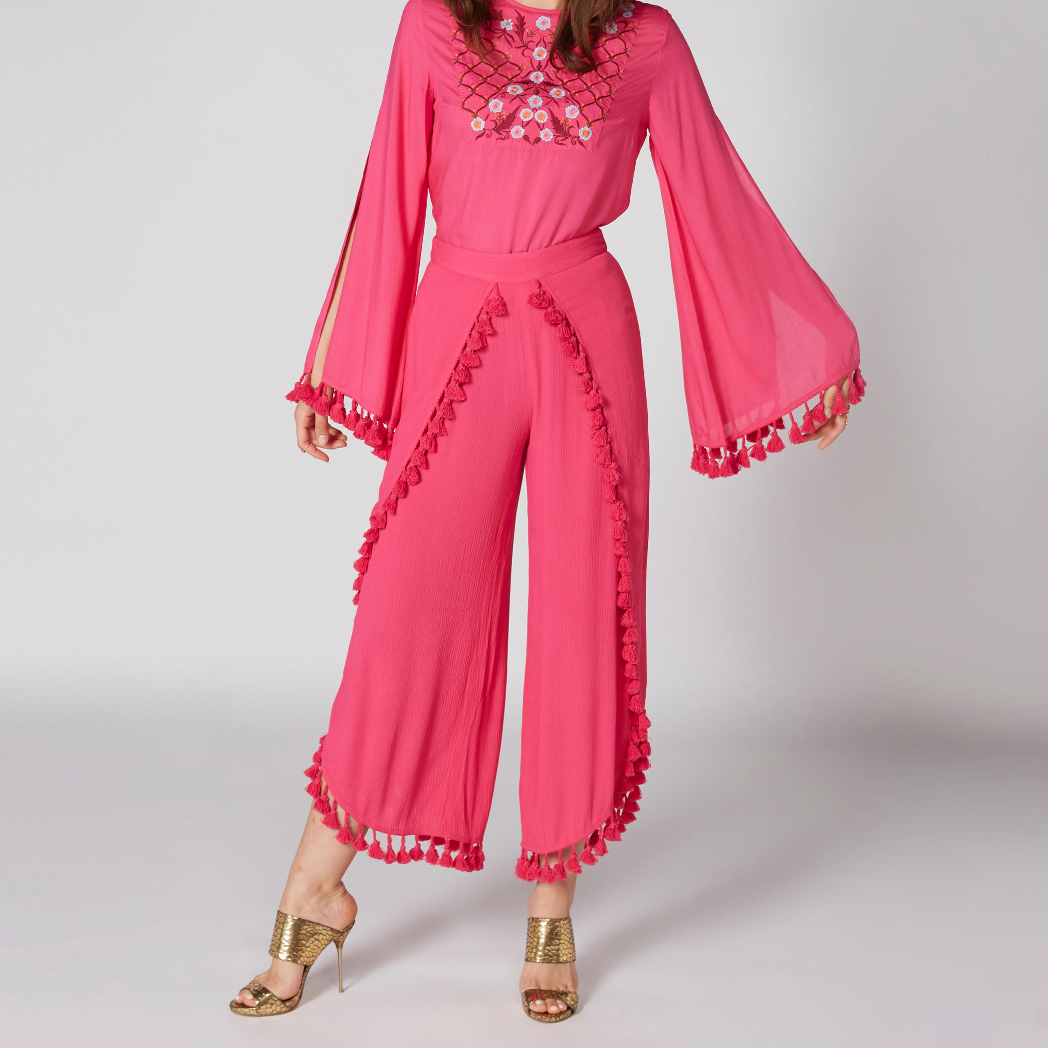 بنطال واسع الساقين بخصر مطّاطي وشرّابات-women-clothing-bottoms-trousers-image-1