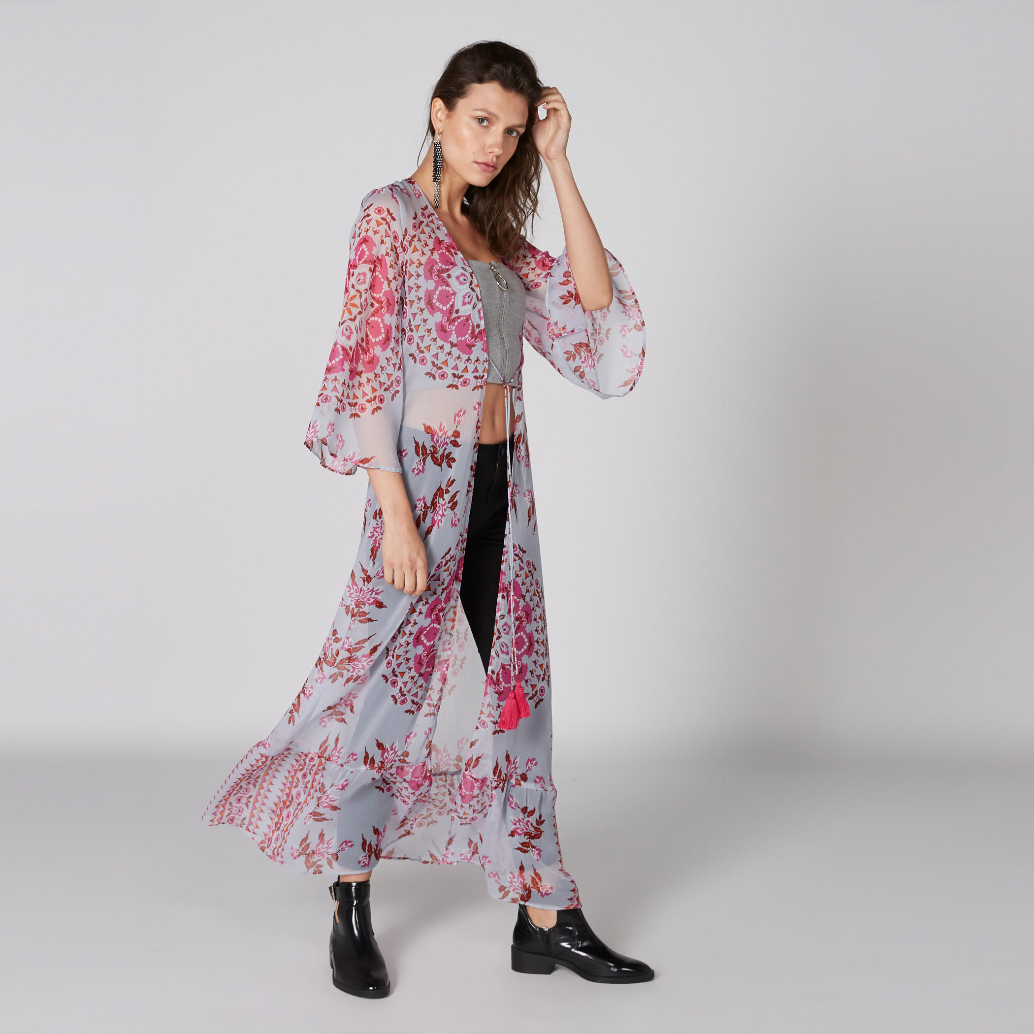 سترة طويلة بأكمام 3/4 وطبعات وأربطة-women-winterwear-cardigansandjumpers-cardigans-image-1