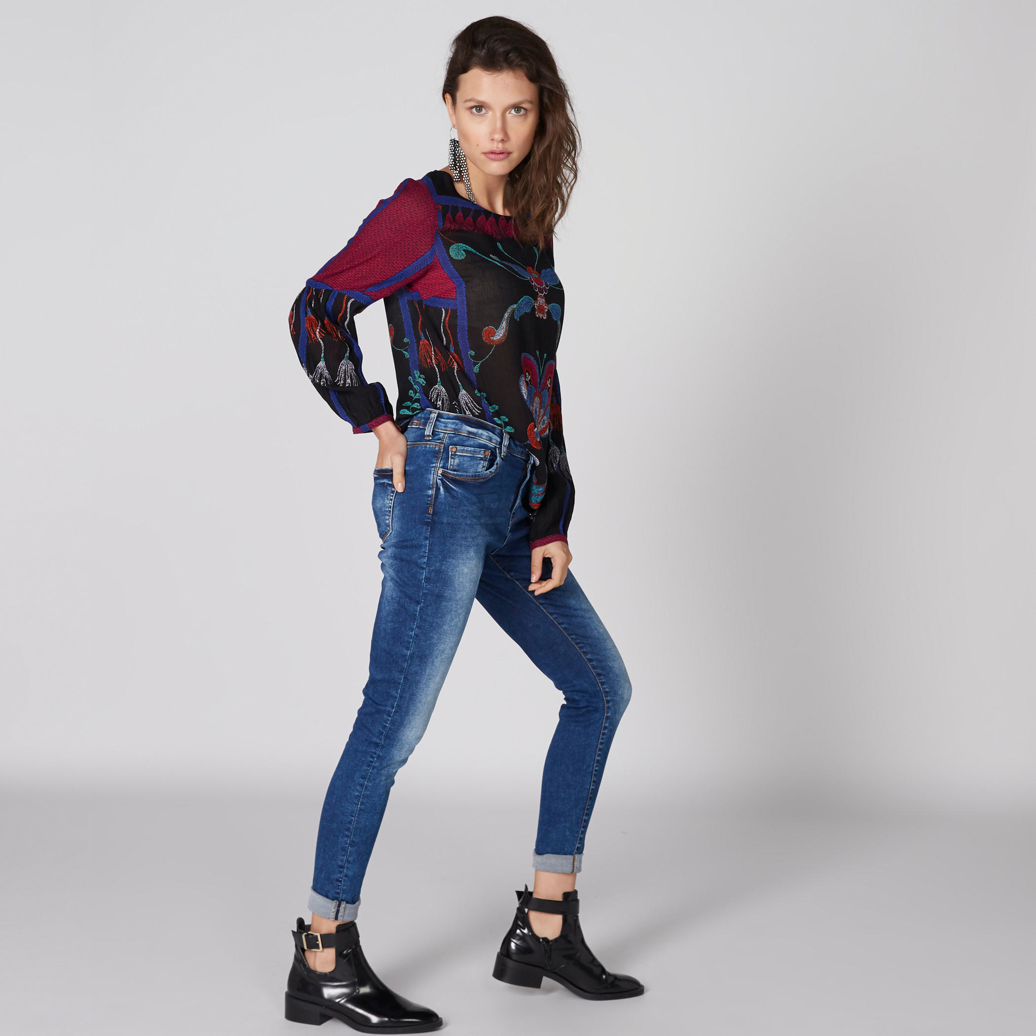 Printed Round Neck Top with Long Sleeves-women-clothing-shirtsandblouses-blouses-image-1