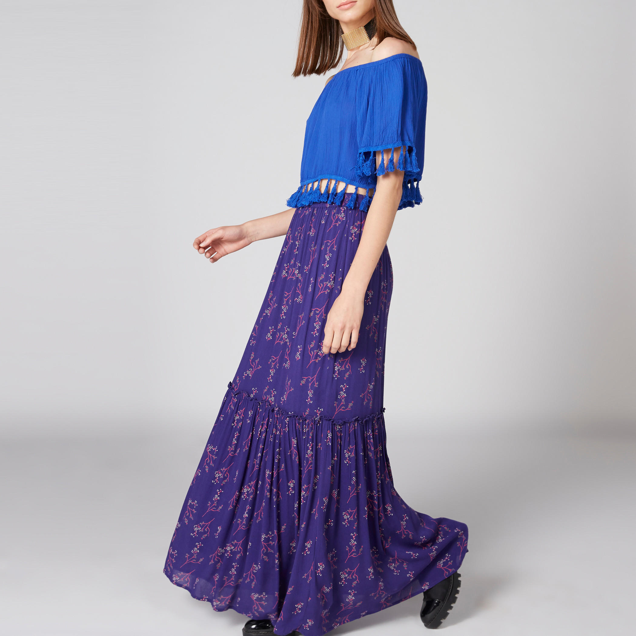 تنورة طويلة بخصر مطّاطي وطبعات أزهار-women-clothing-bottoms-skirts-image-1