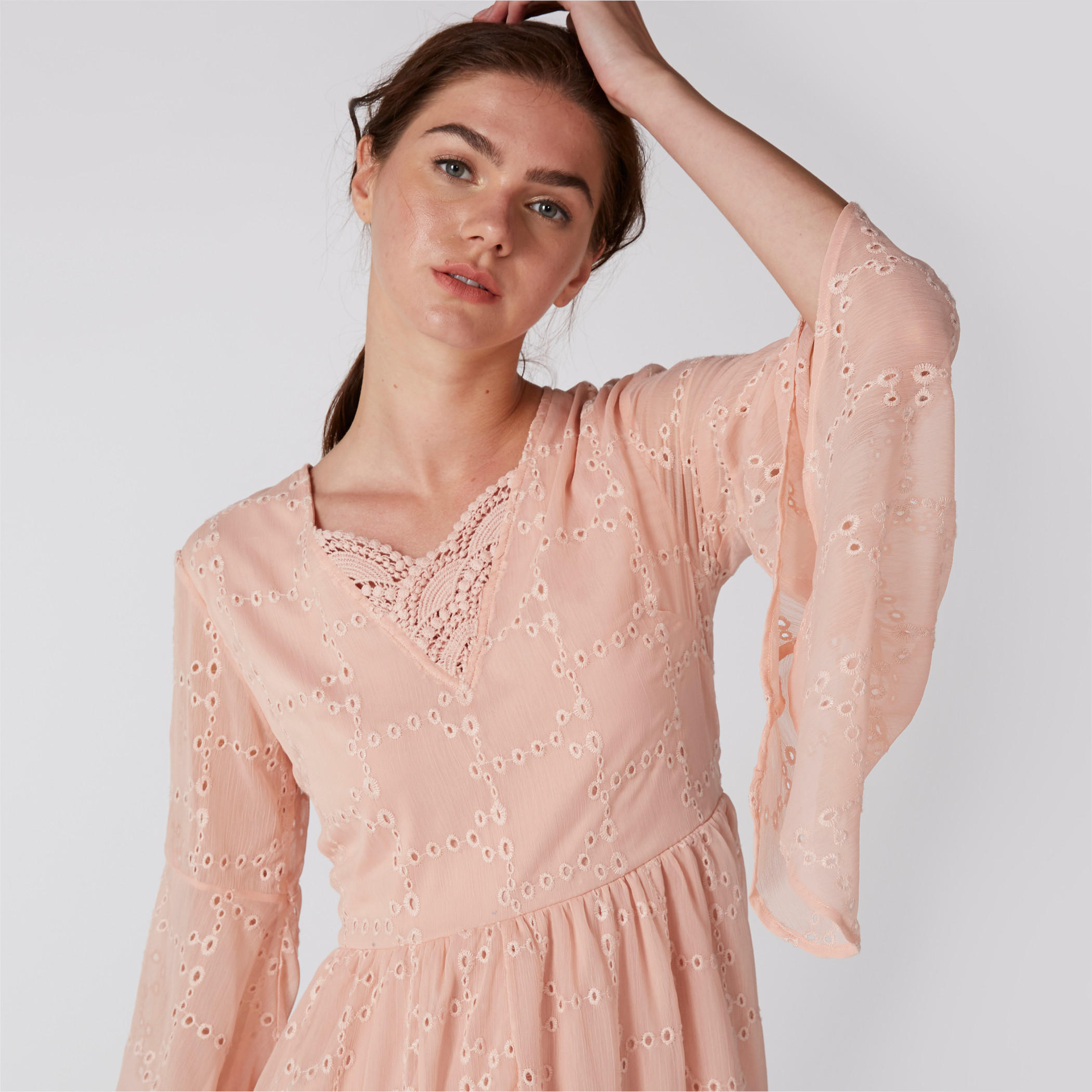 Schiffli Midi Dress with Flared Sleeves-women-clothing-dresses-image-2